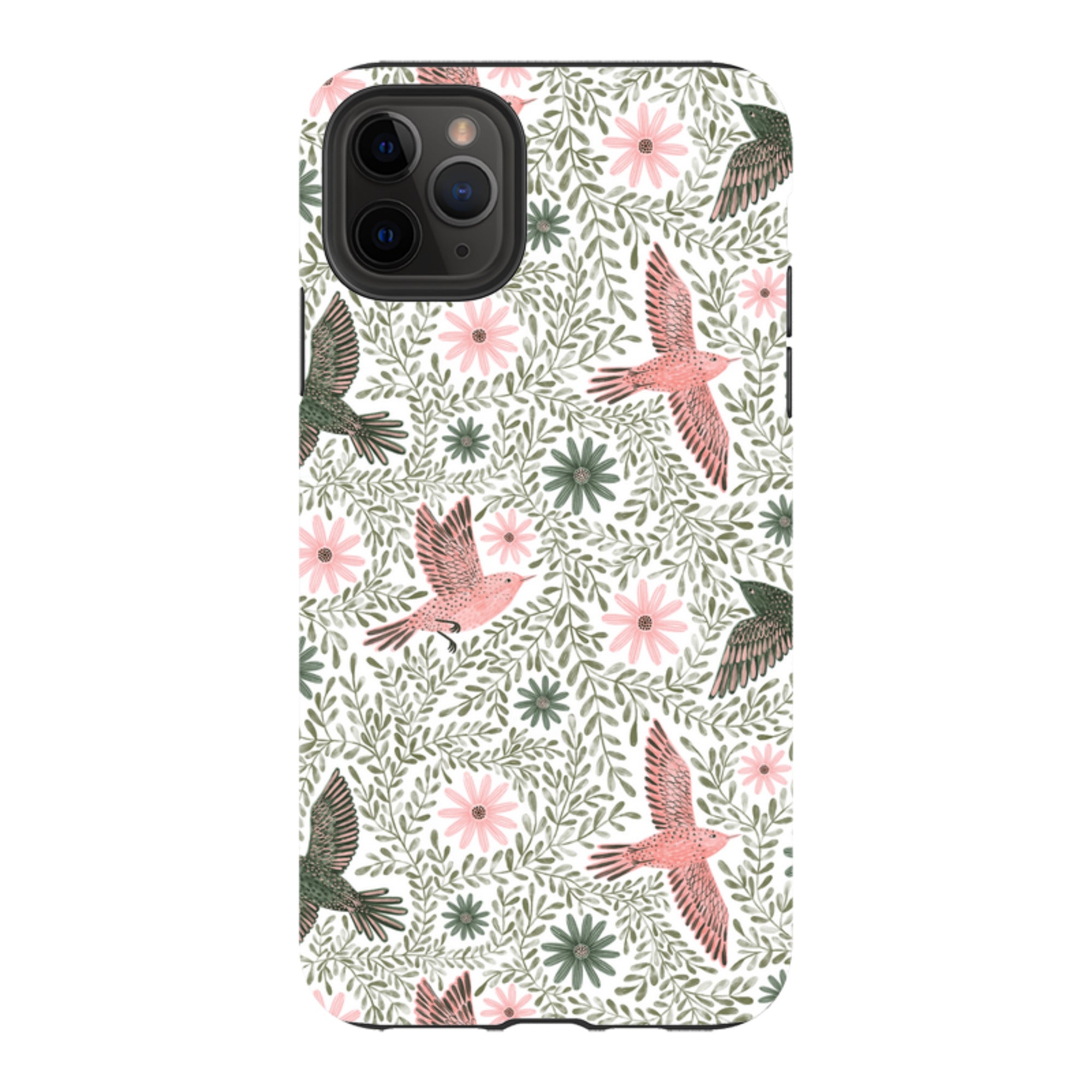iPhone Tough Case - Bird Pattern Green By Lee Foster Wilson