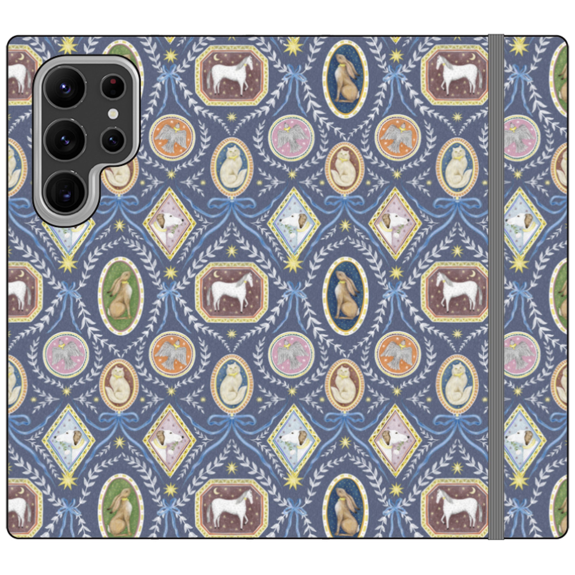 Charleston Dusk Blue Wallet Case By Catherine Rowe