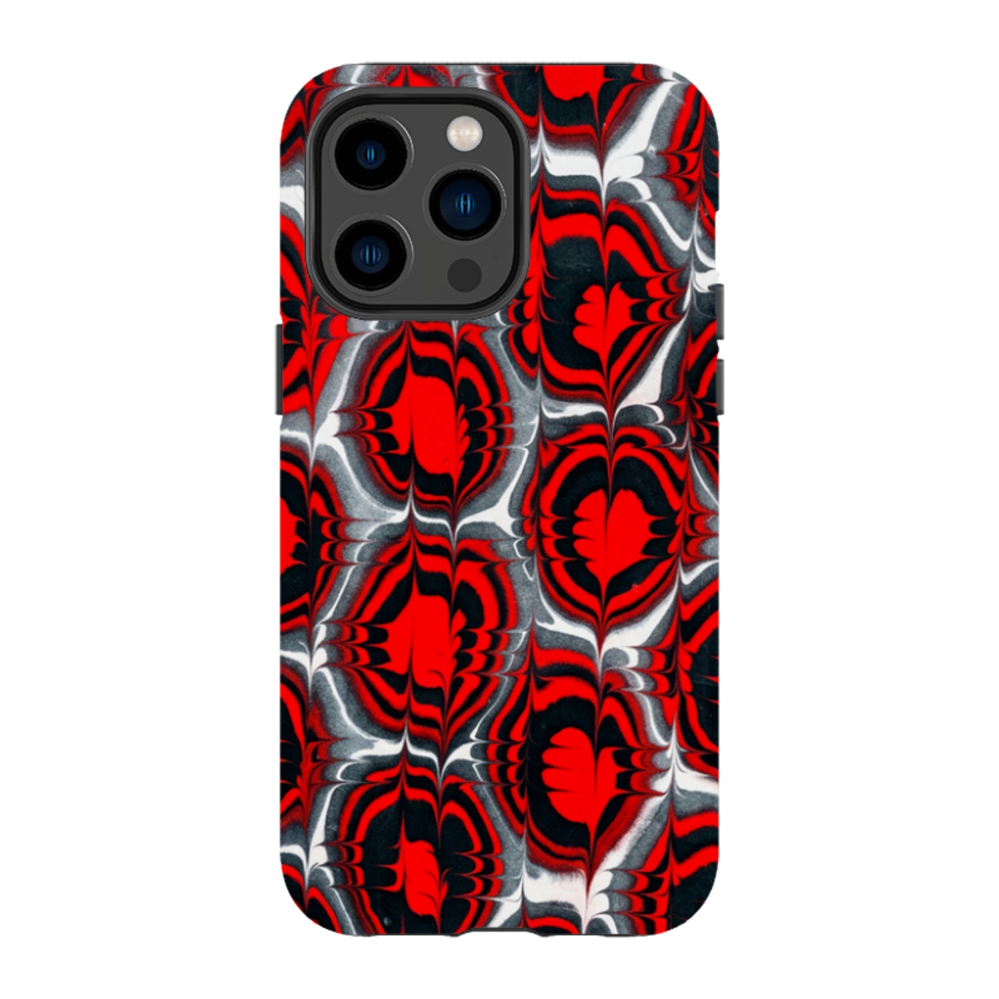 iPhone Tough Case - Red & Black Marble