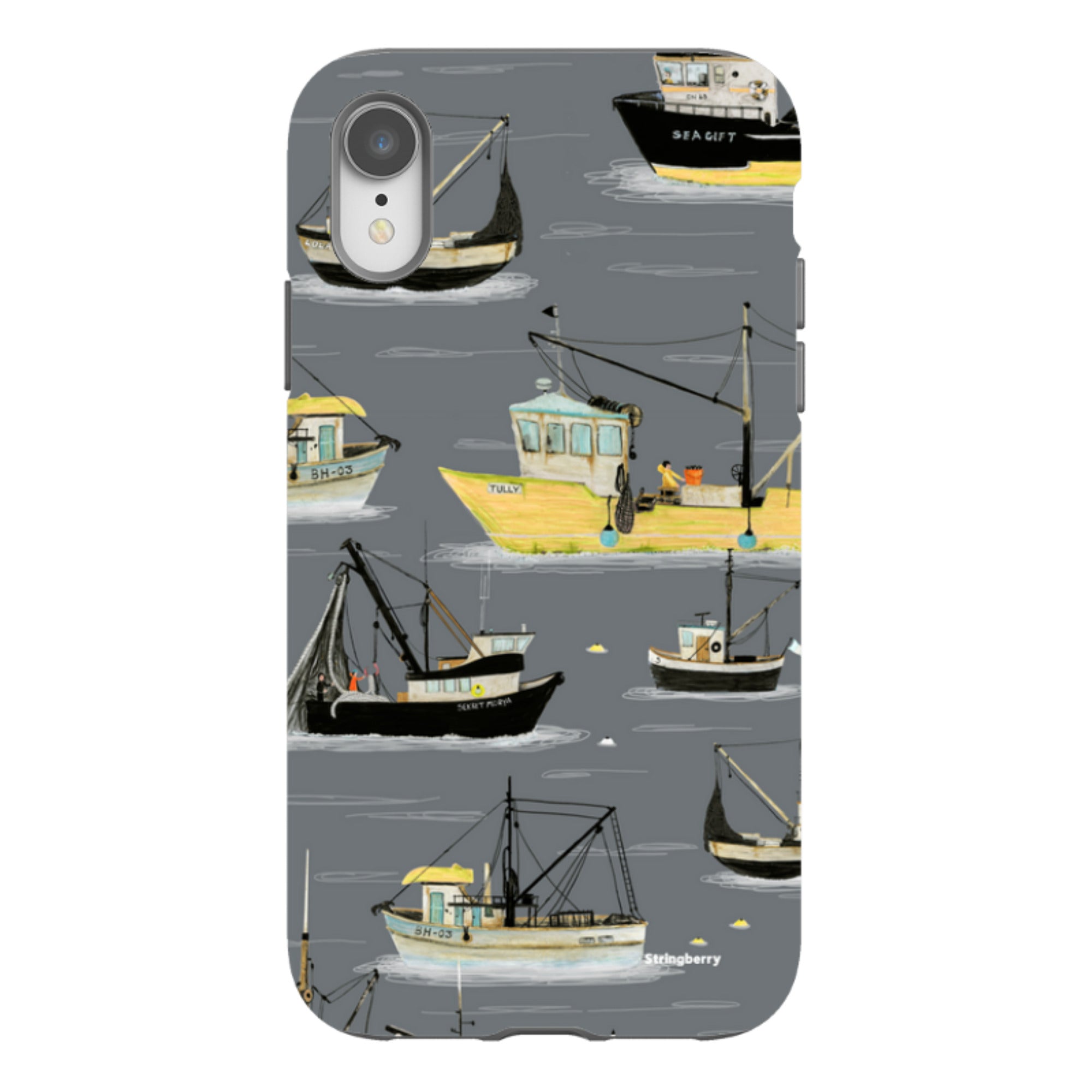 iPhone Tough Case - Fishing Boats Grey By Katherine Quinn