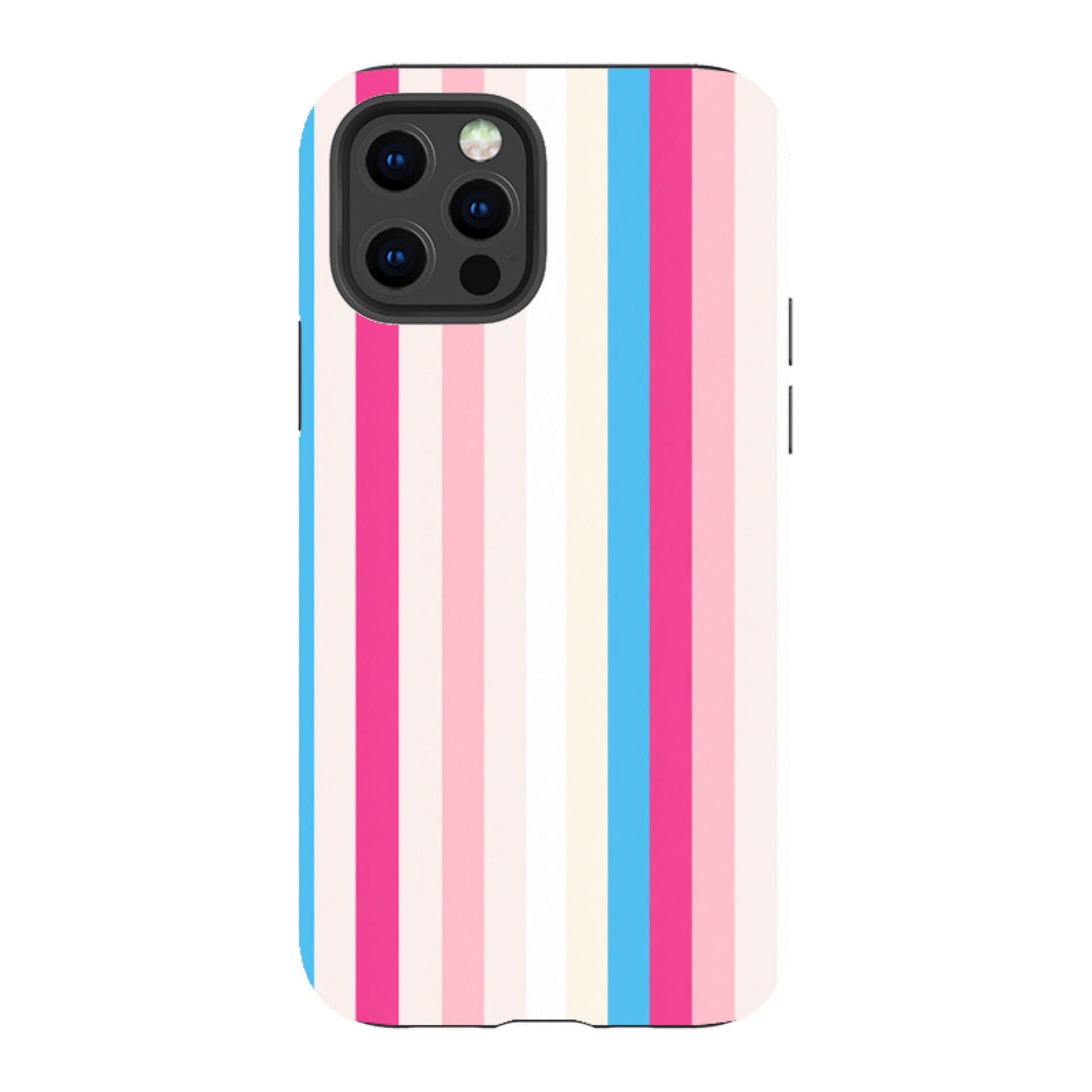 iPhone Tough Case - Pink, Blue & Cream Stripe