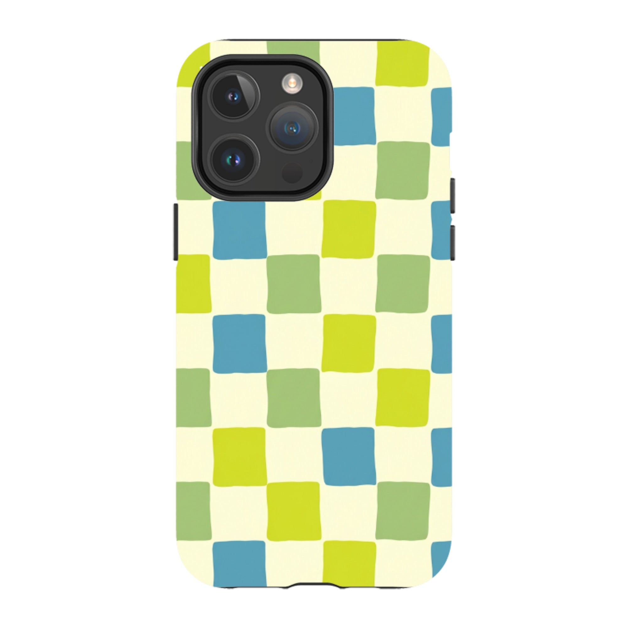 iPhone MagSafe Tough Case - Lime Green & Blue Checkerboard