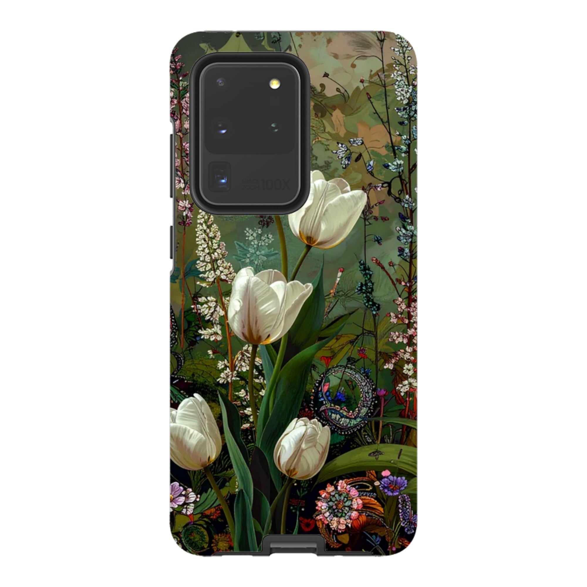 Samsung Tough Case - Green Vyne white Tulips