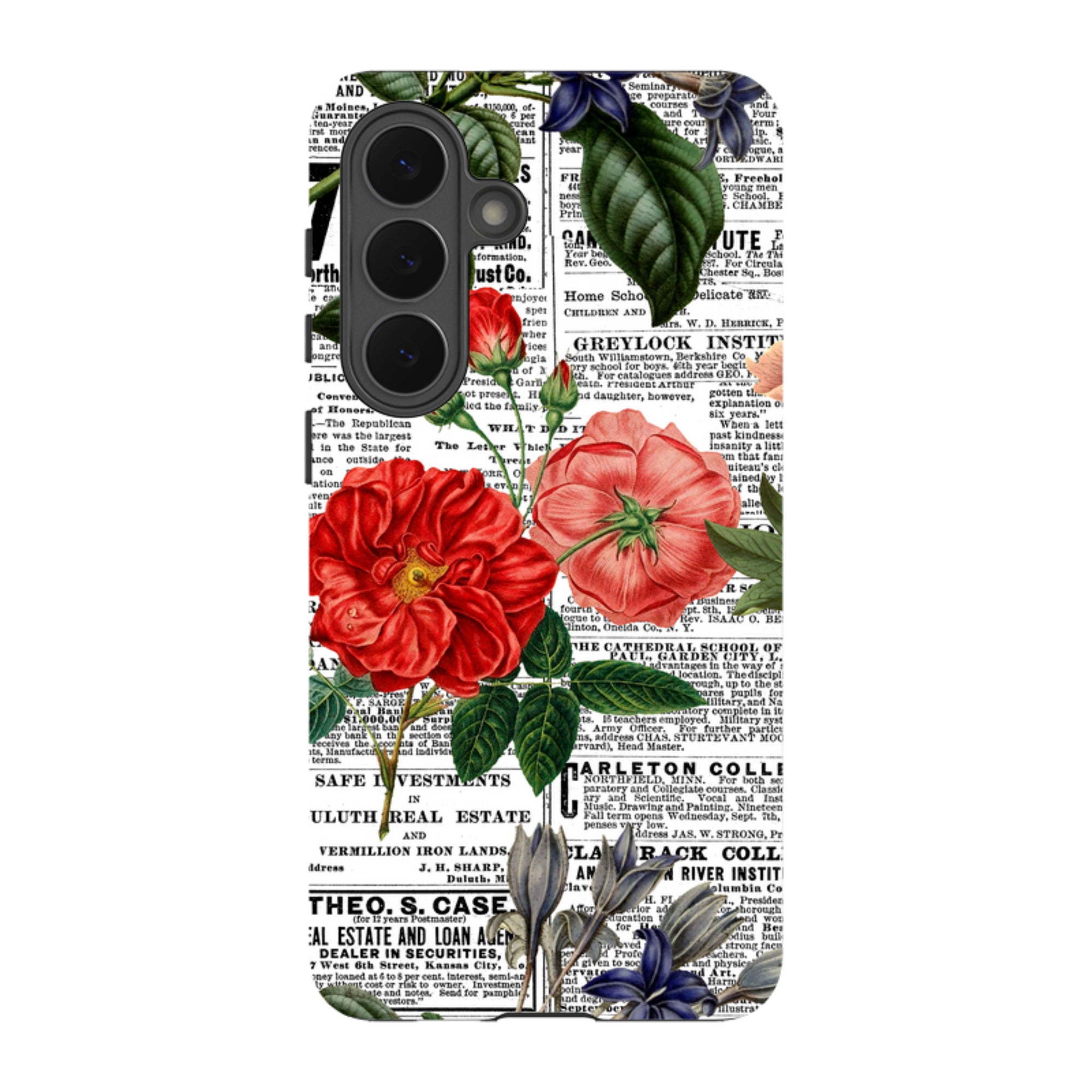 Samsung Tough Case - Floral Newsprint