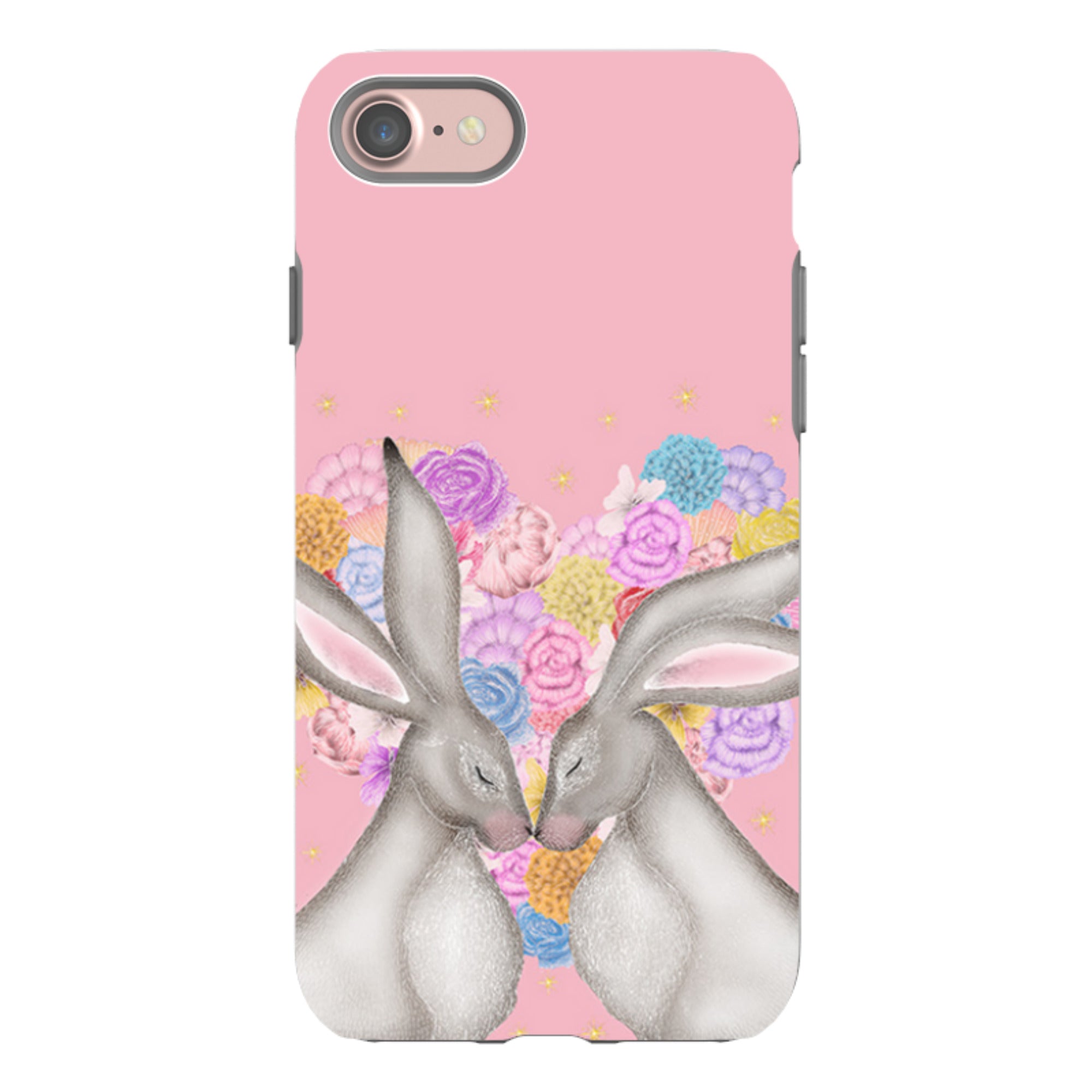 iPhone Tough Case - White Hares Rose Heart II By Catherine Rowe
