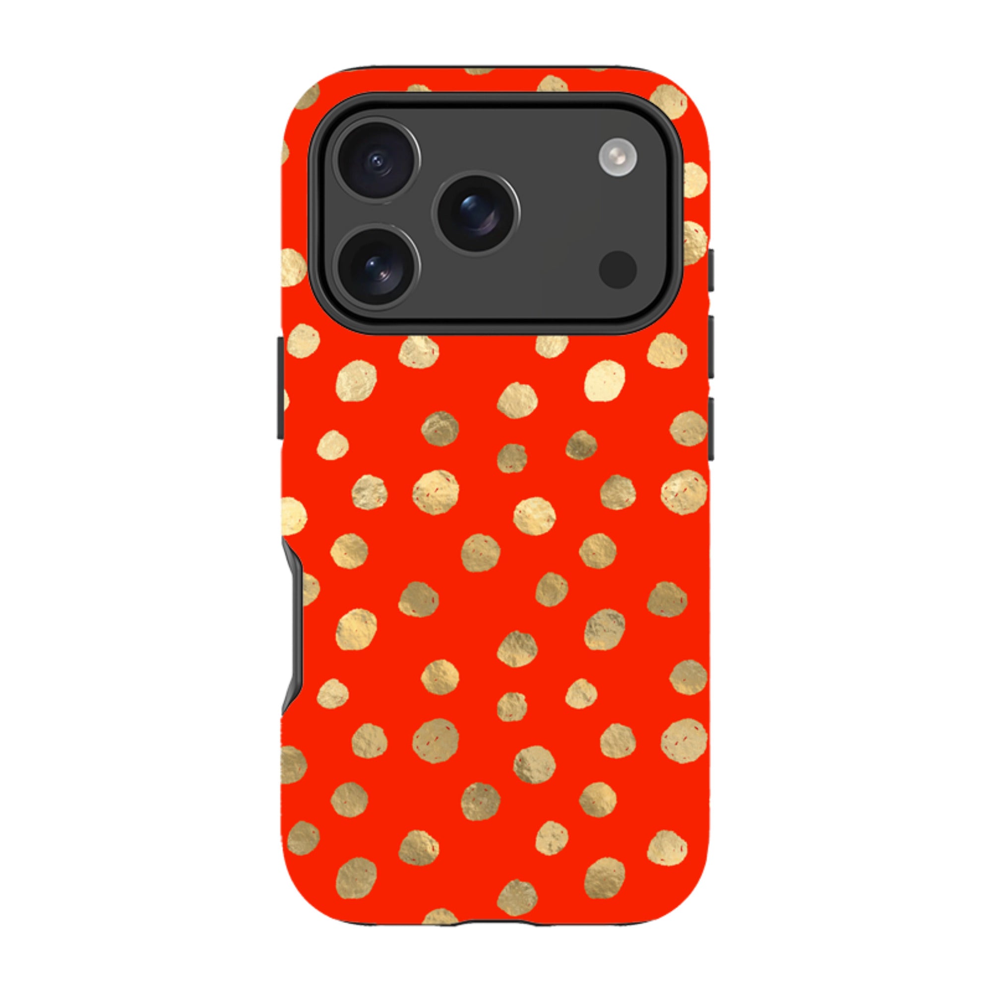 iPhone Tough Case - Red and Golden Dots