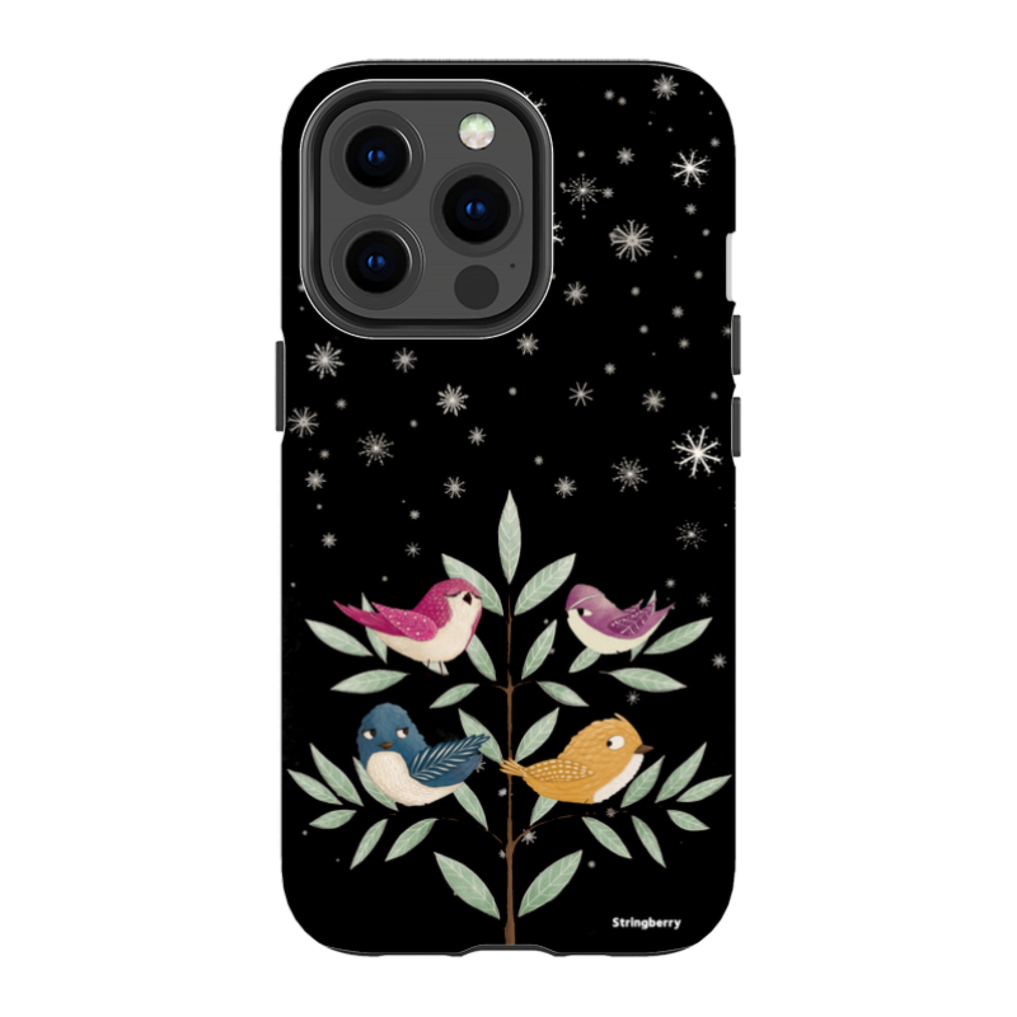 iPhone Tough Case - Garden Birds Black By Maja Lindberg