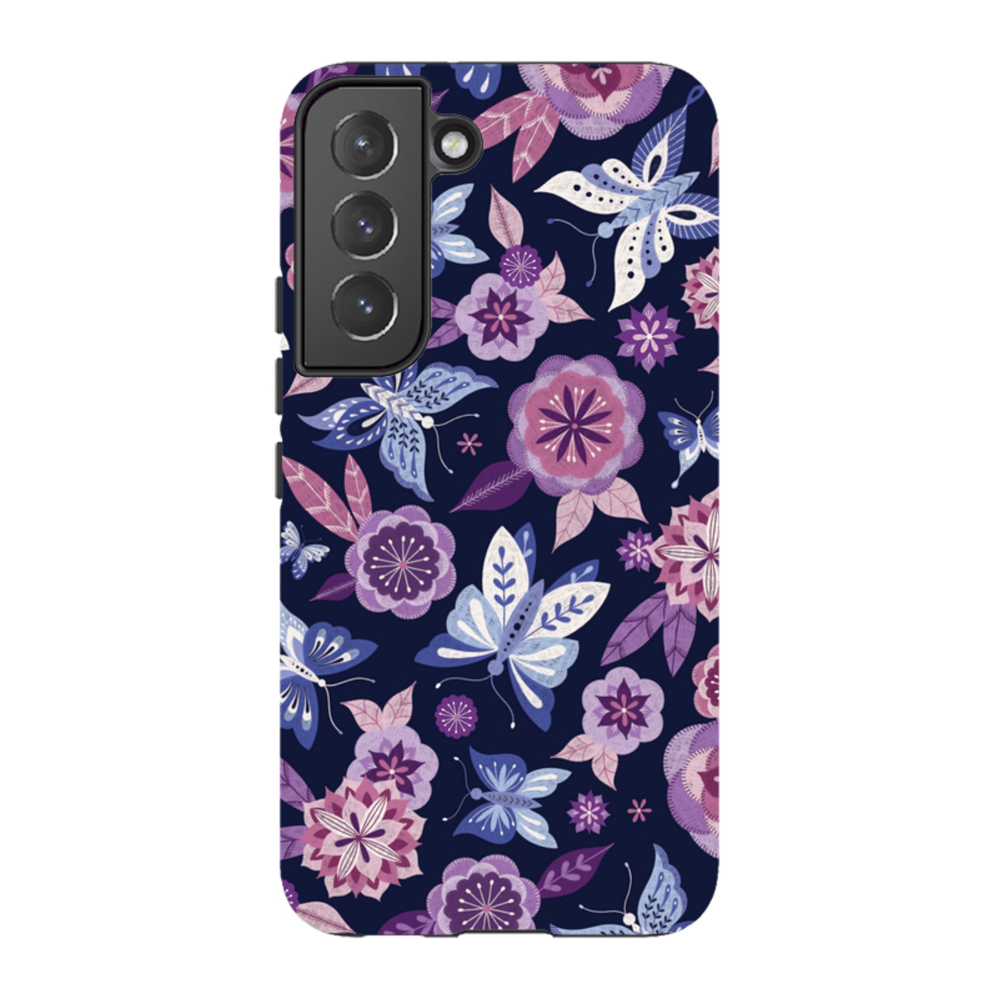 Samsung Tough Case - Butterfly Blooms Navy By Jenny Zemanek