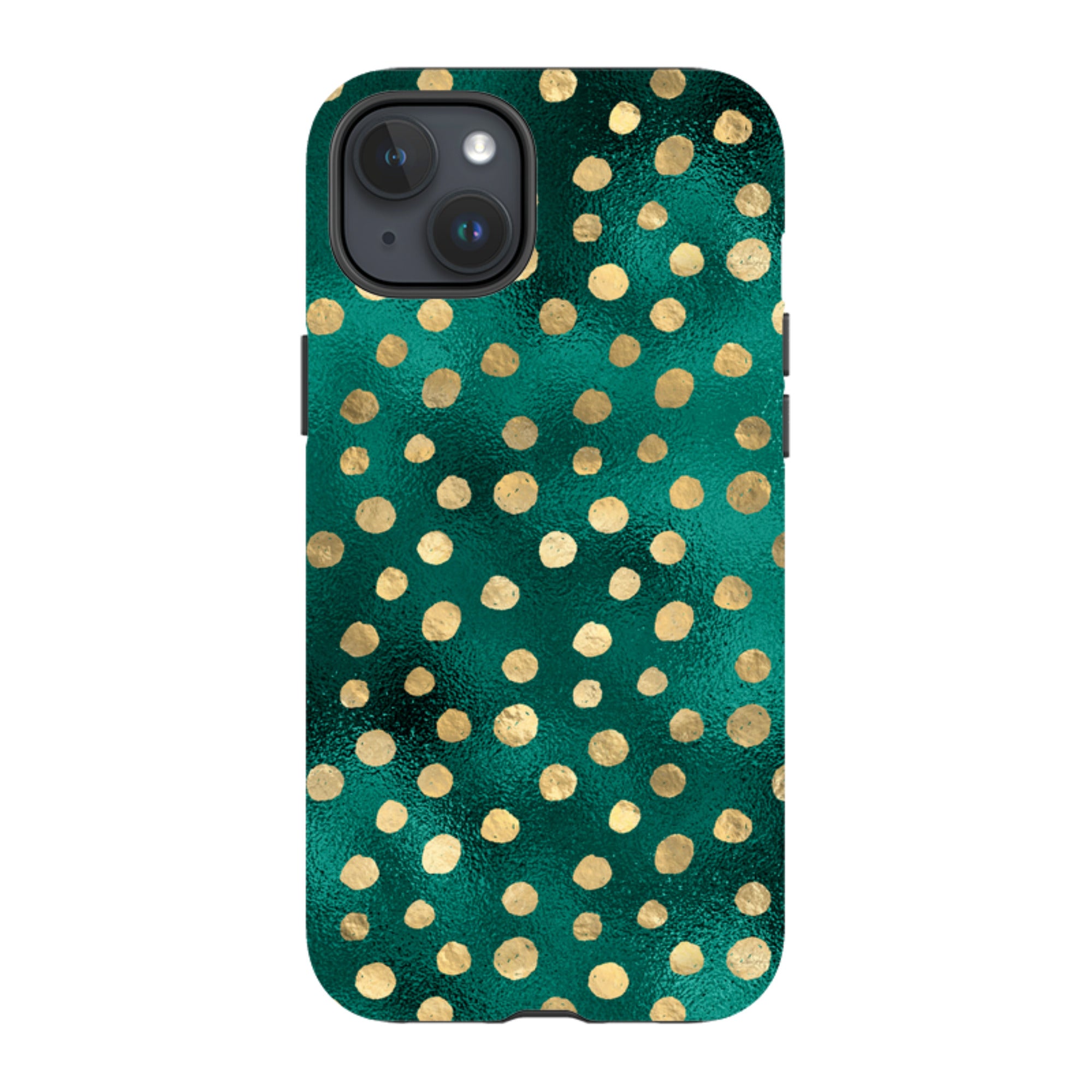 iPhone Tough Case - Forest and Gold Dots