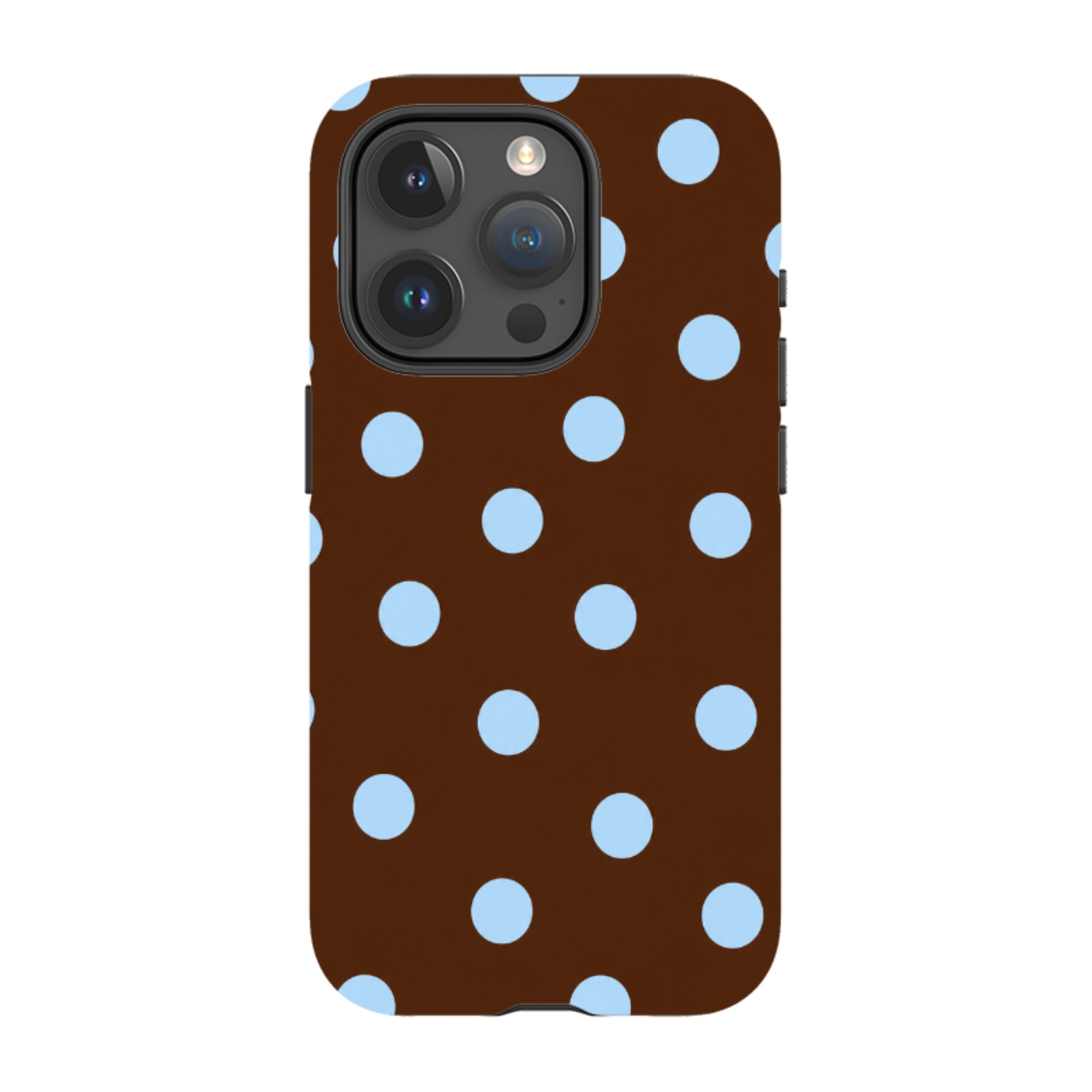 iPhone MagSafe Tough Case - Chocolate Brown & Baby Blue Polka Dot