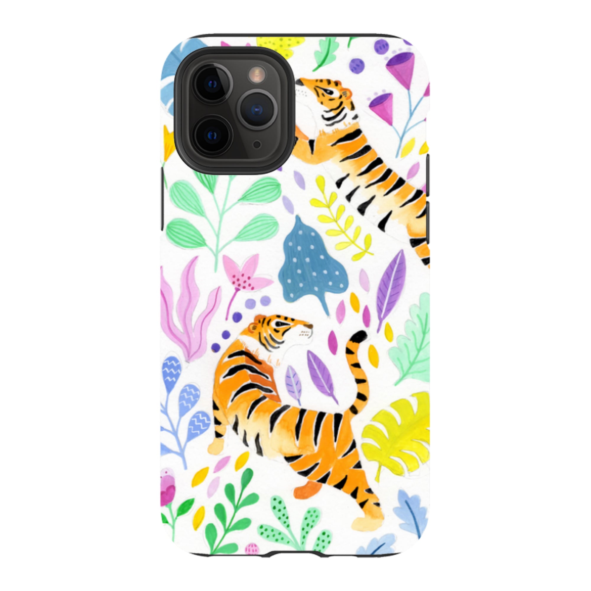 iPhone Tough Case - Tigers And Flowers By Bex Parkin