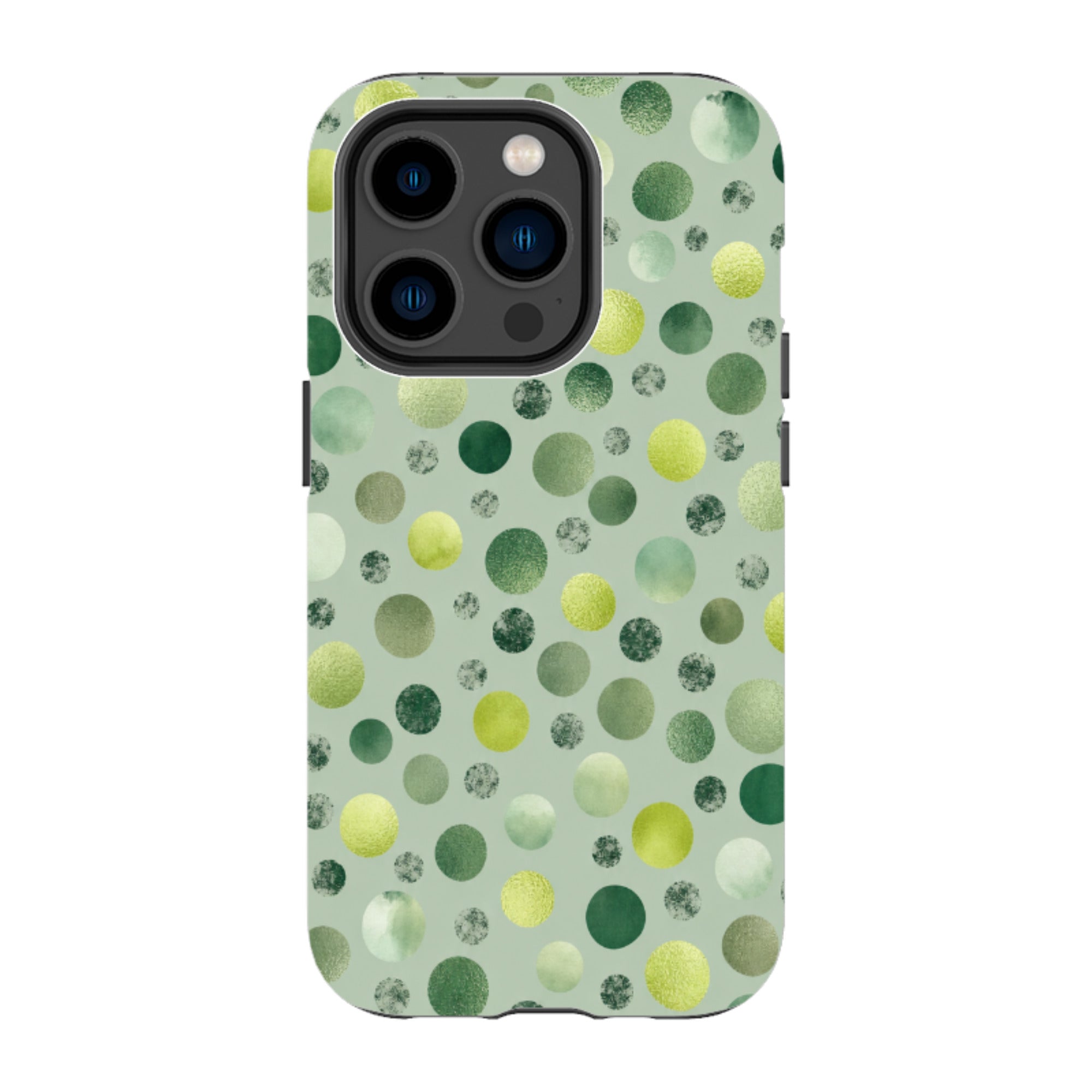 iPhone Tough Case - Sage Green Polka Dot