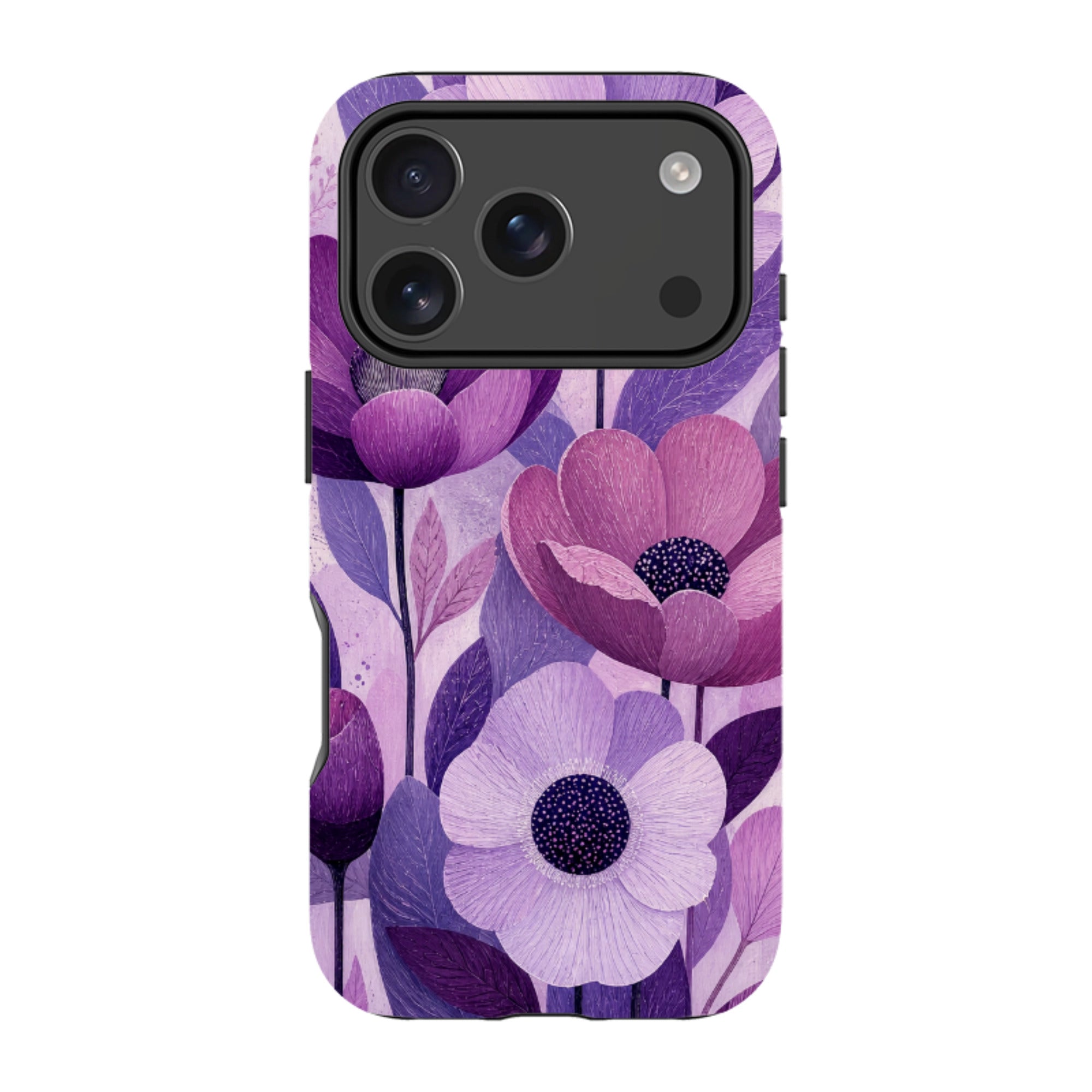 iPhone MagSafe Tough Case - Purple Woodgrain Floral