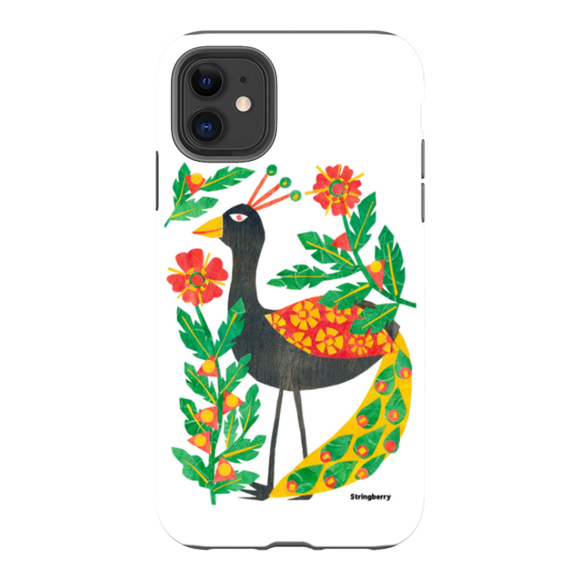 iPhone Tough Case - Folk Floral Peahen By Tracey English