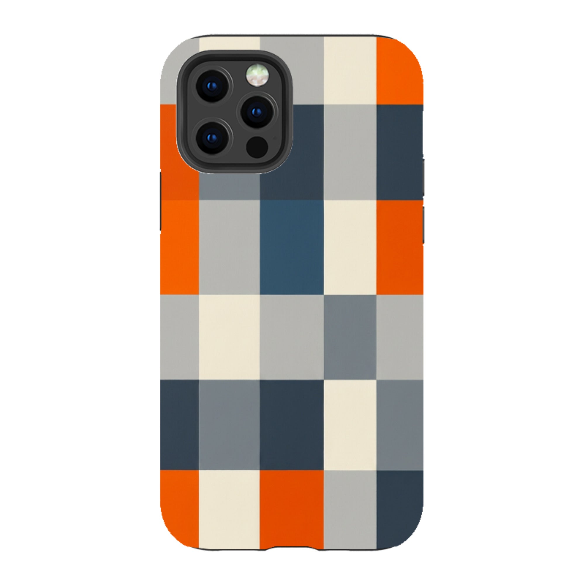 iPhone Tough Case - Navy Blue & Orange Plaid