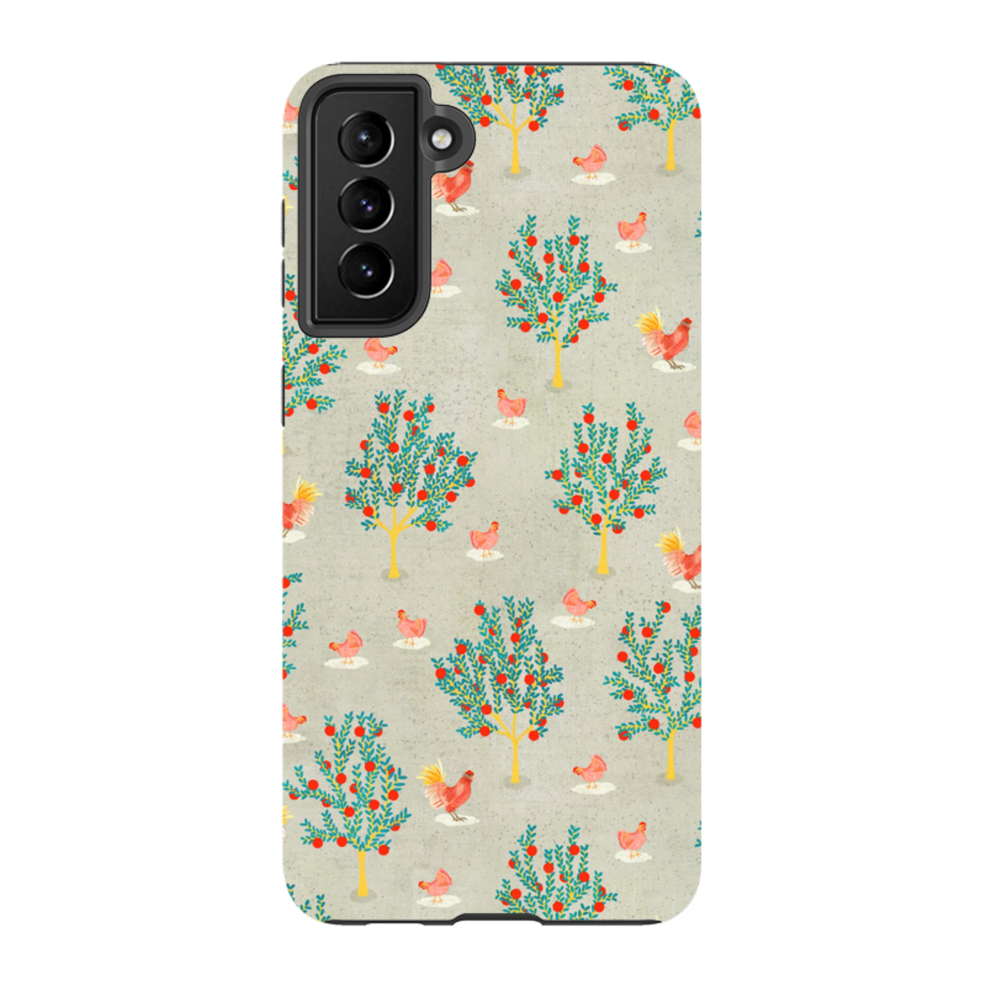 Samsung Tough Case - Apple Trees And Chickens Grey By Katherine Quinn
