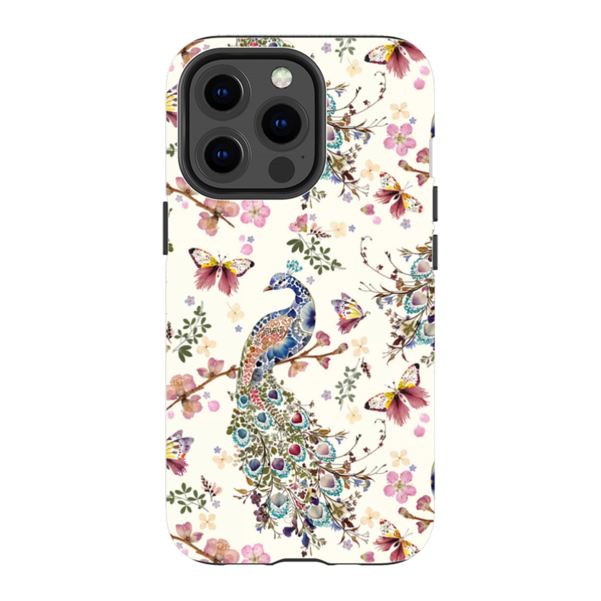 iPhone MagSafe Tough Case -  Peacock and Cherry Blossoms By Helen Ahpornsiri