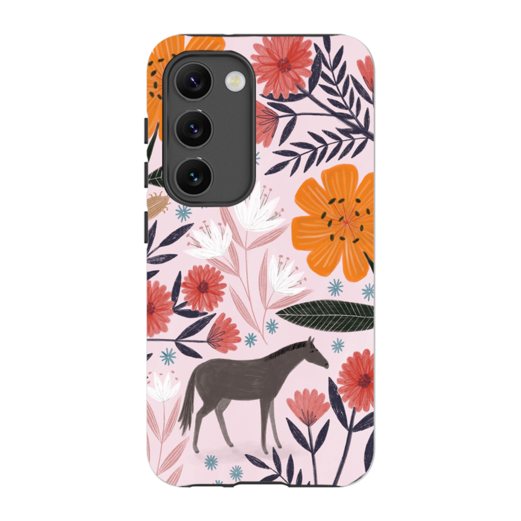 Samsung Tough Case - Pink Horse Floral By Lee Foster Wilson