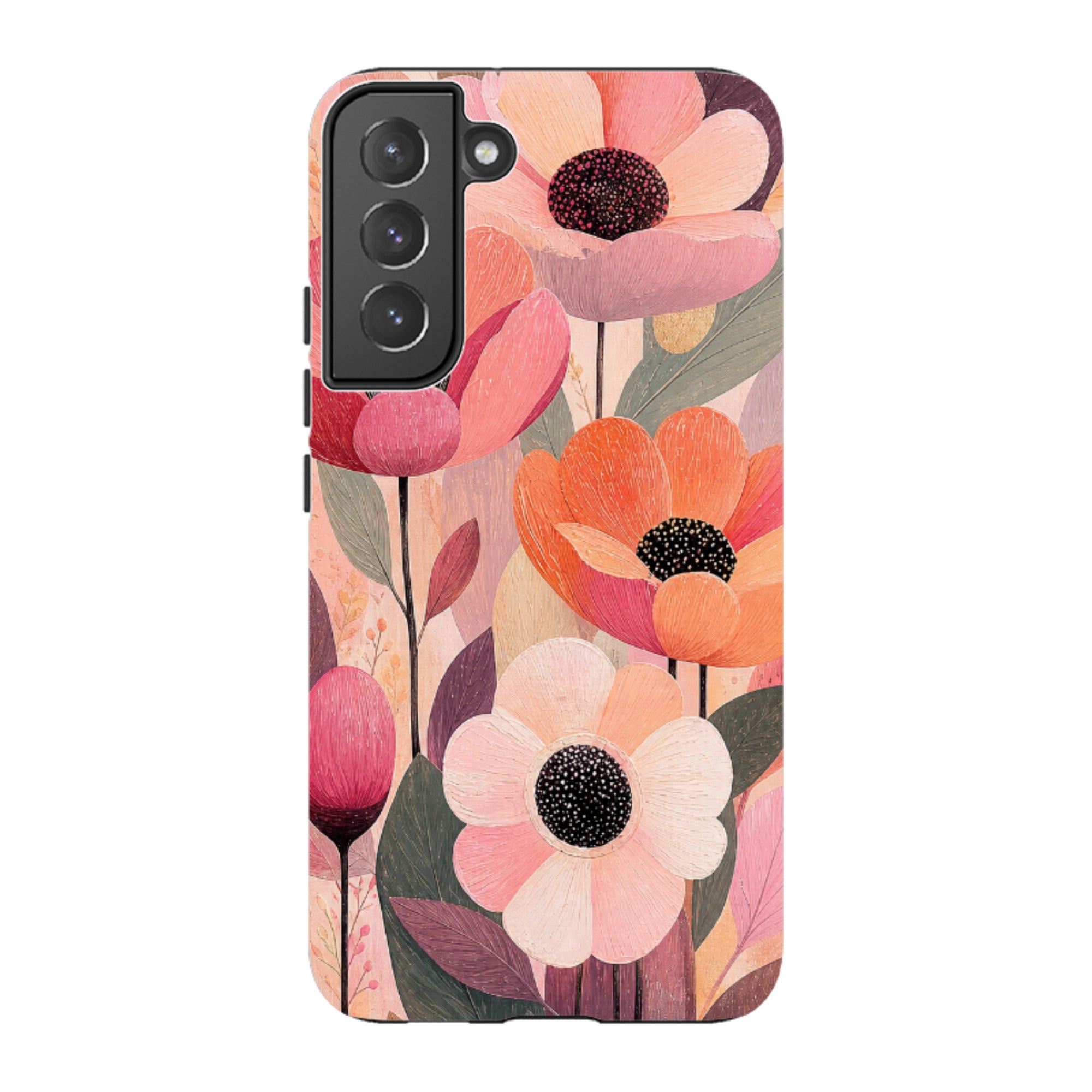 Samsung Tough Case - Peach Woodgrain Floral
