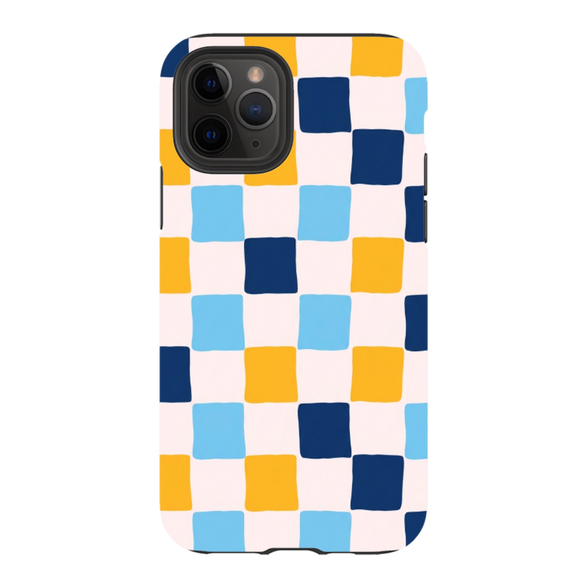 iPhone Tough Case - Blue & Yellow Checkerboard