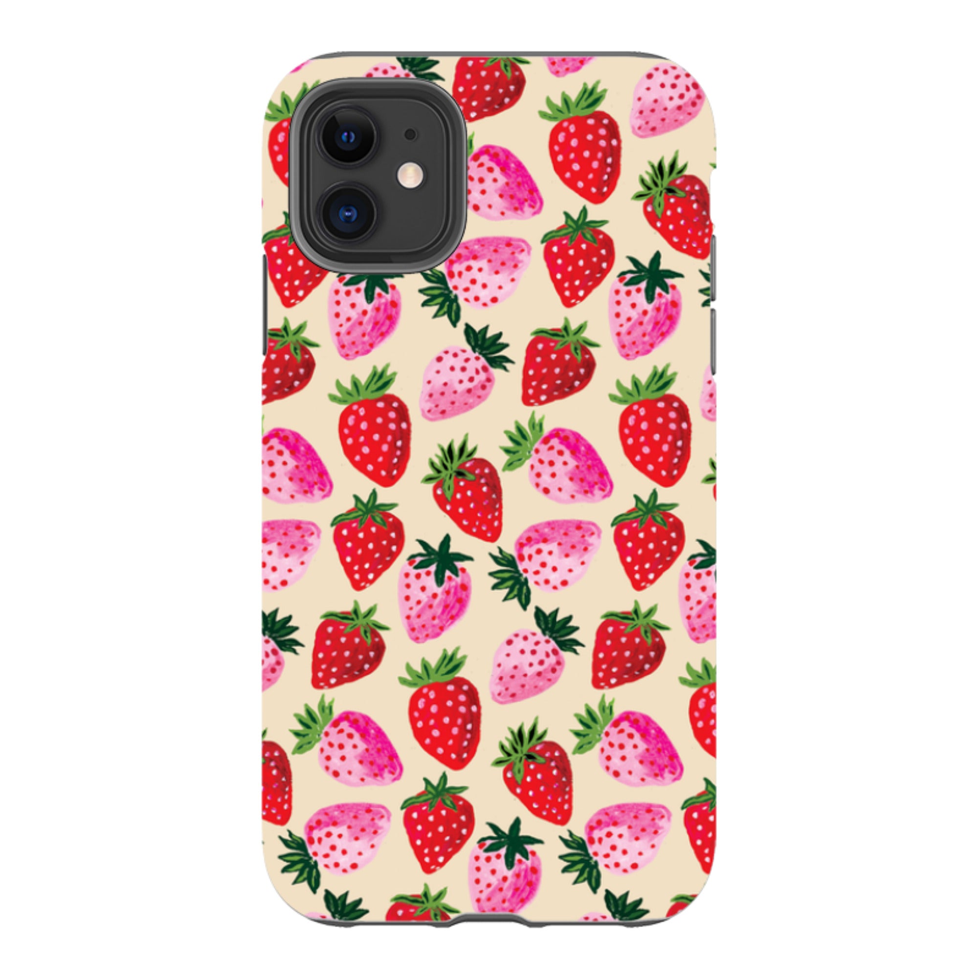 iPhone Tough Case - Strawberry Scatter Cream By Emma Frances Grant