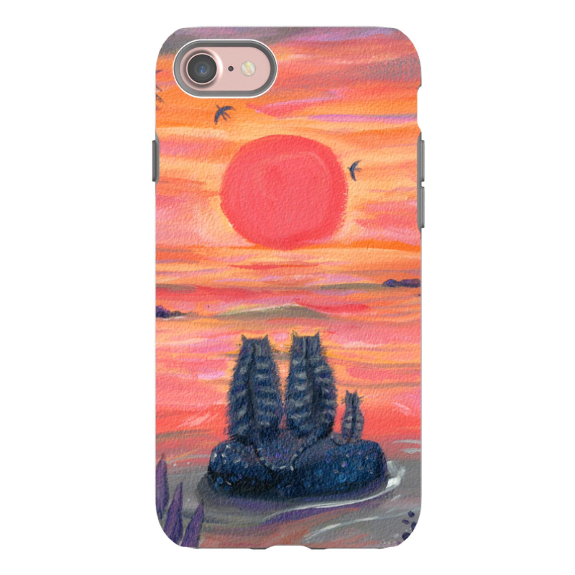 iPhone Tough Case - Sunset Cats By Mary Stubberfield