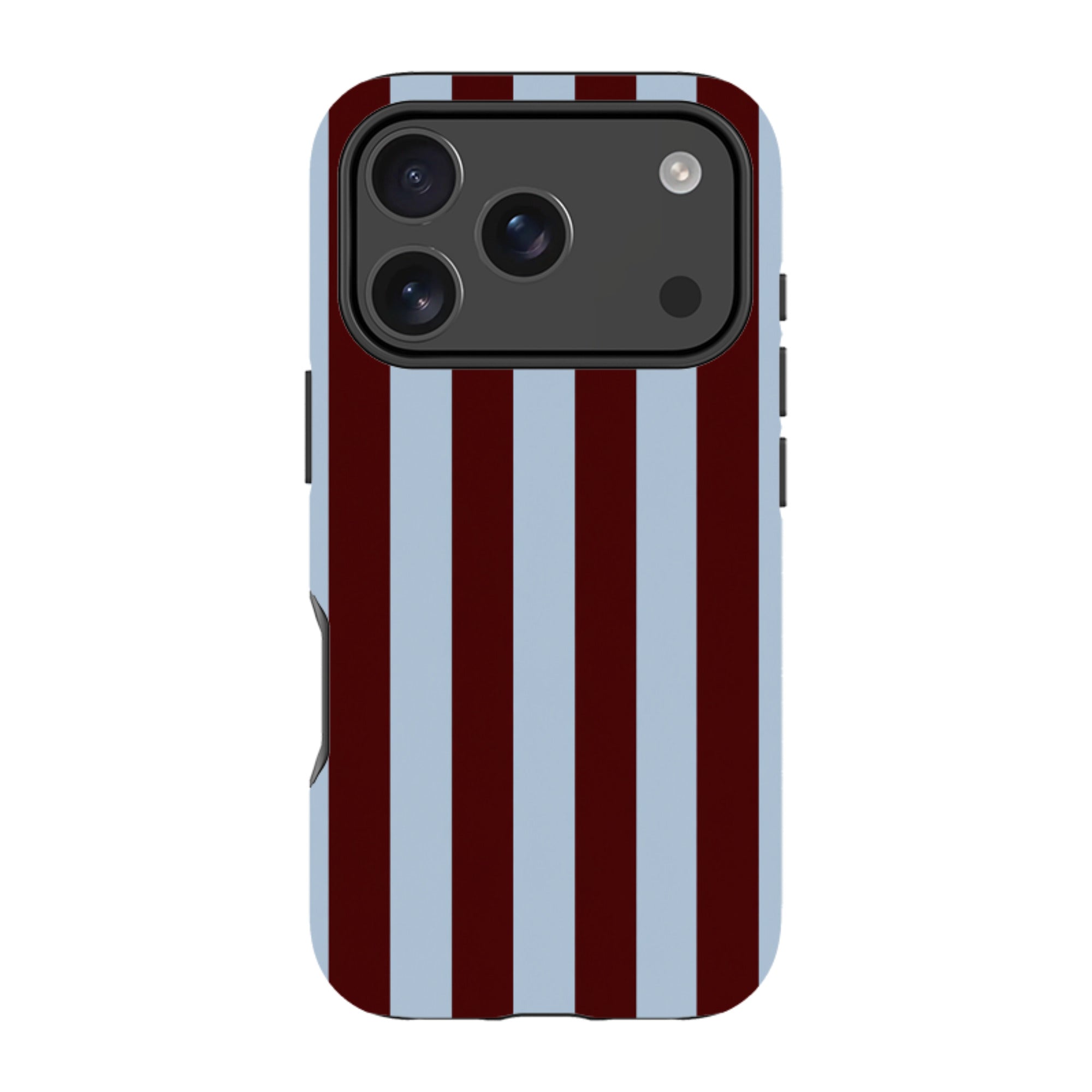 iPhone MagSafe Tough Case - Claret & Sky Blue Stripe