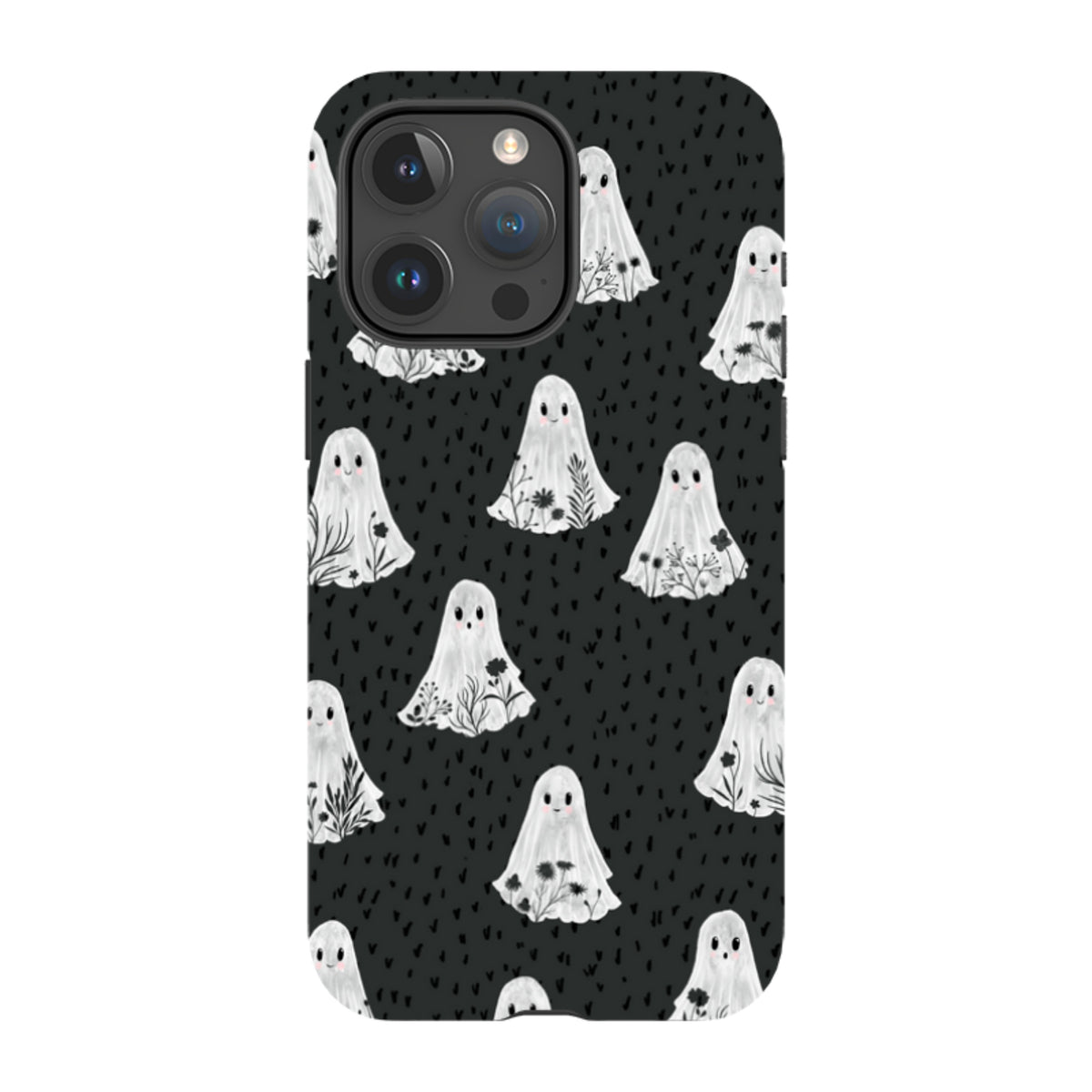 iPhone Tough Case - Floral Ghosts - Charcoal By Katherine Quinn