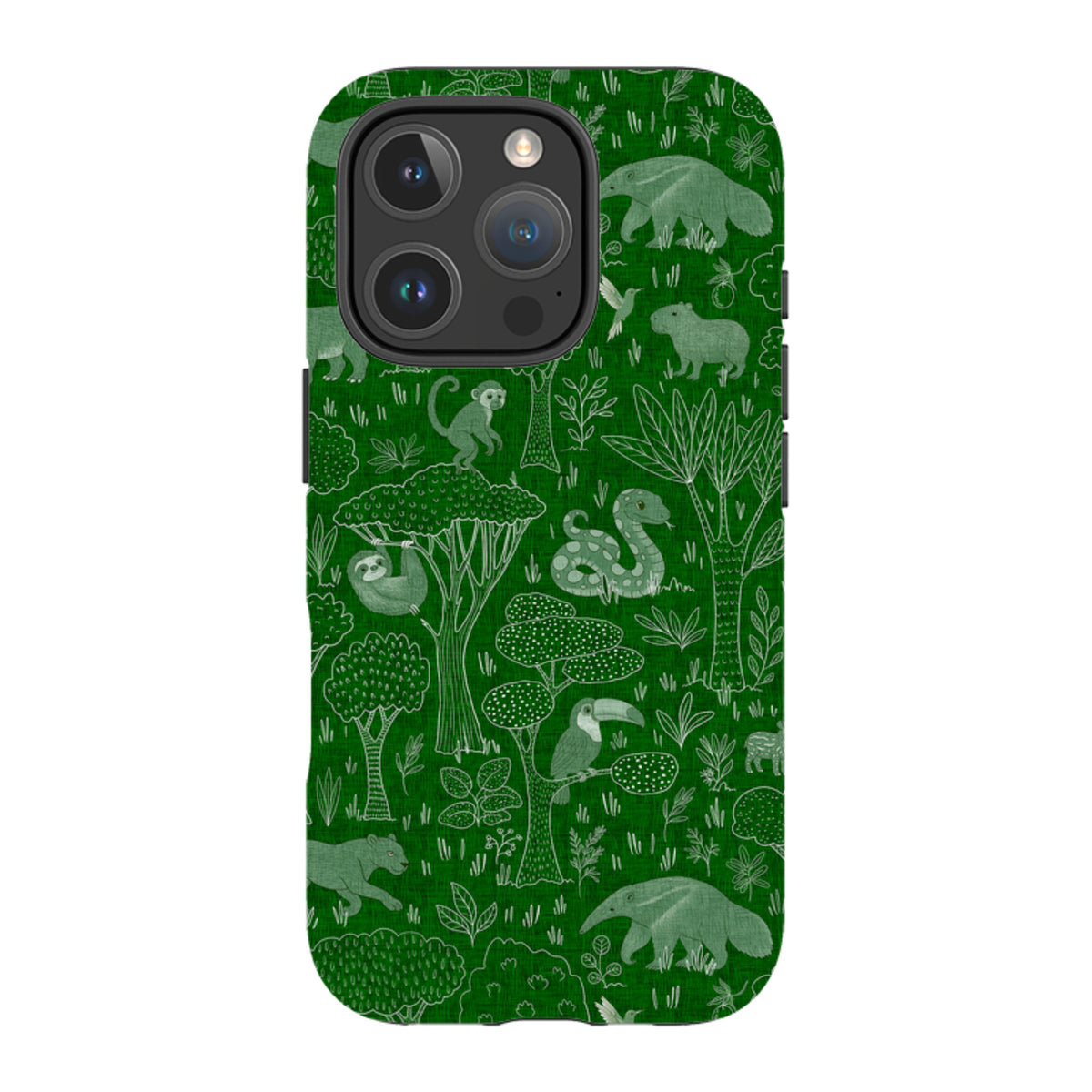 iPhone Tough Case - Tropical Jungle Animals green By Katherine Quinn