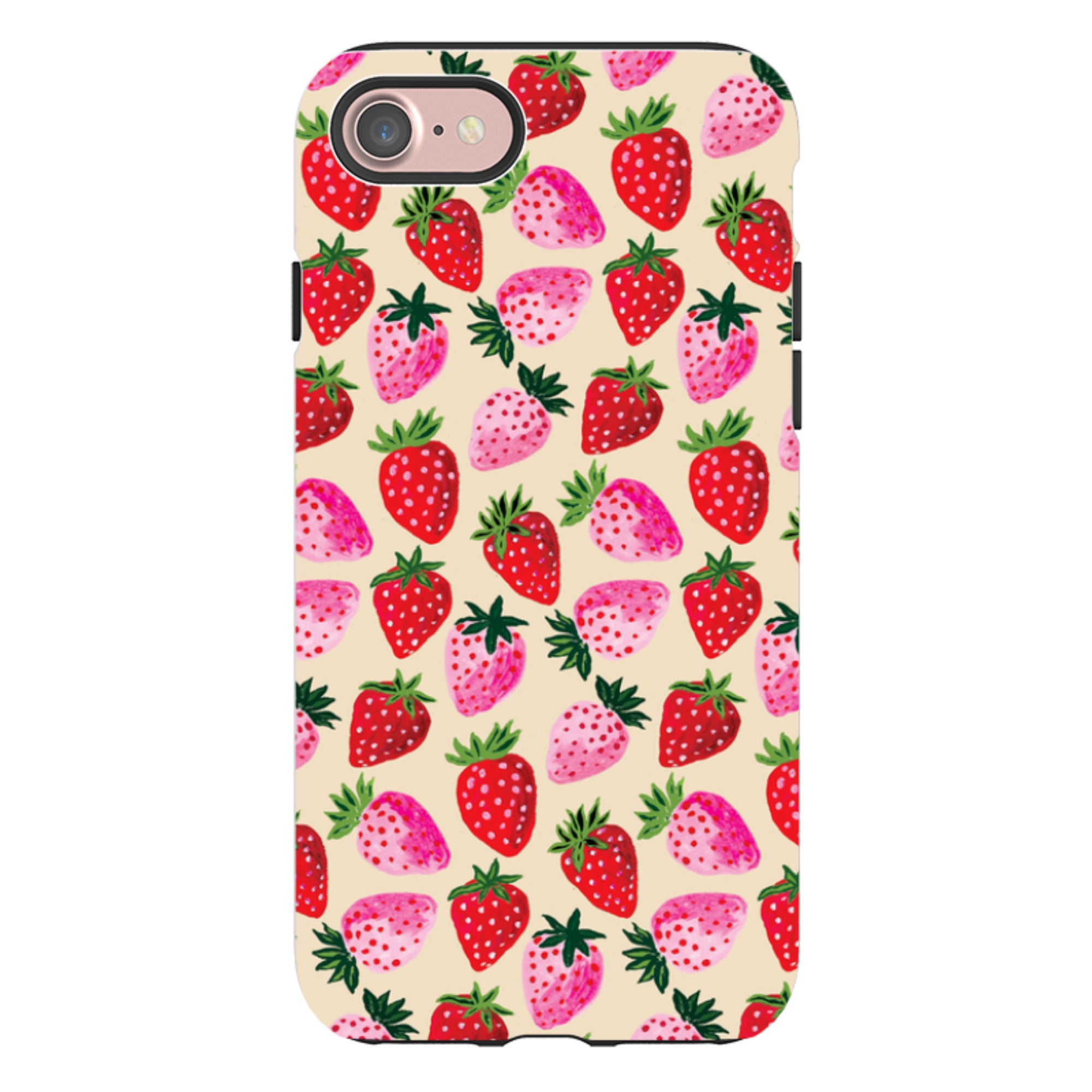iPhone Tough Case - Strawberry Scatter Cream By Emma Frances Grant