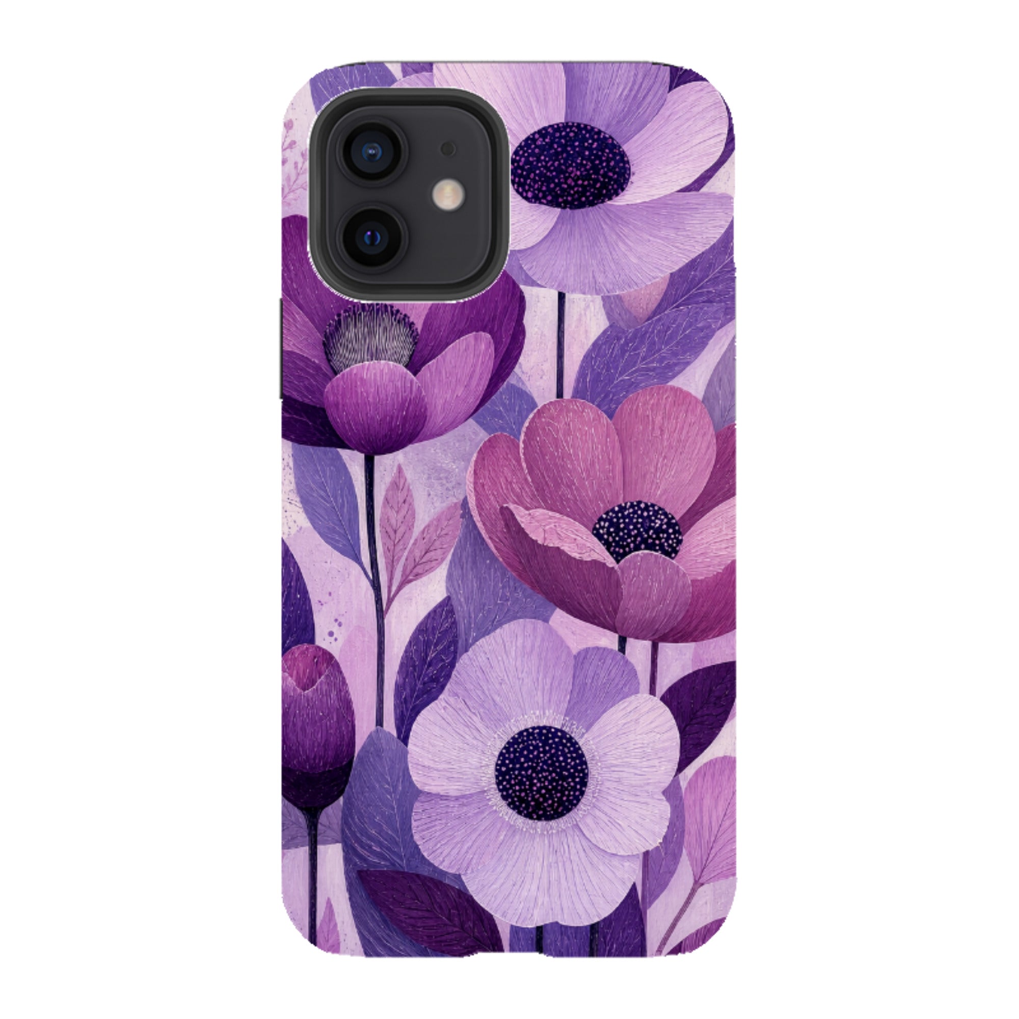 iPhone Tough Case - Purple Woodgrain Floral