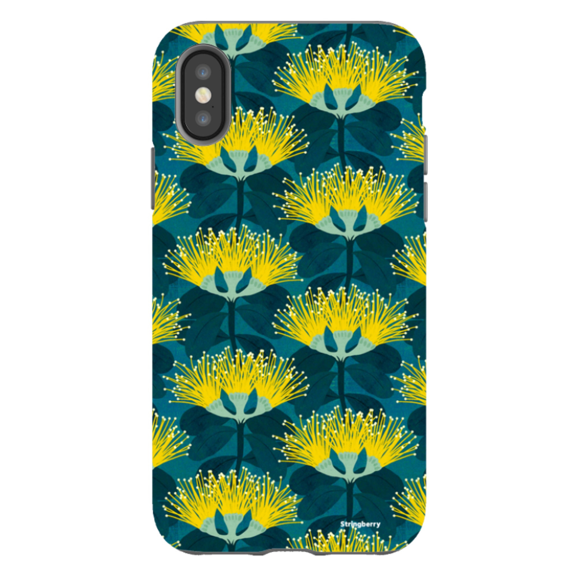iPhone Tough Case - Pohutukawa Yellow And Blue By Katherine Quinn