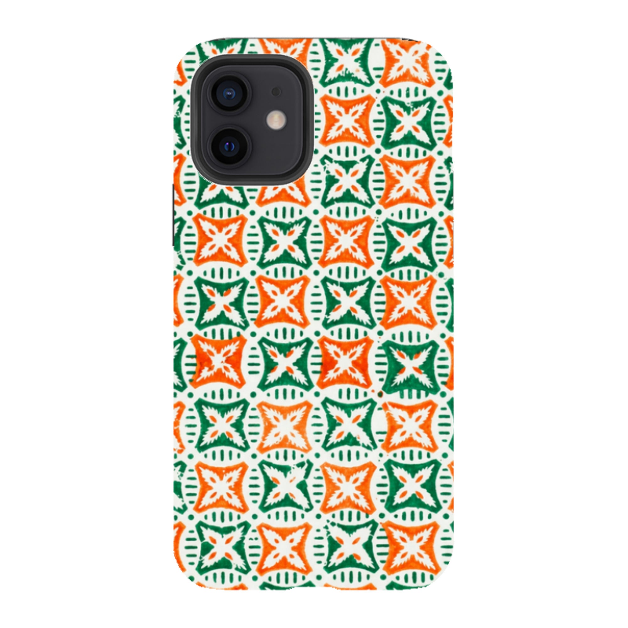 iPhone Tough Case - Orange & Green Tile