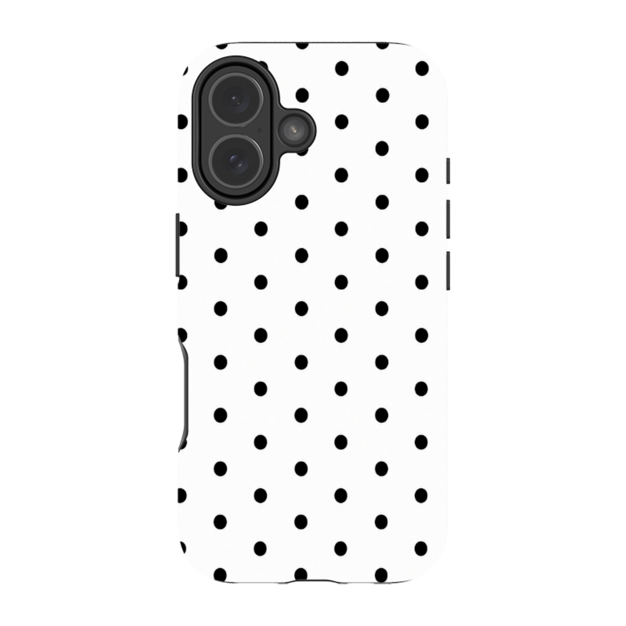 iPhone MagSafe Tough Case - White & Black Polka Dot
