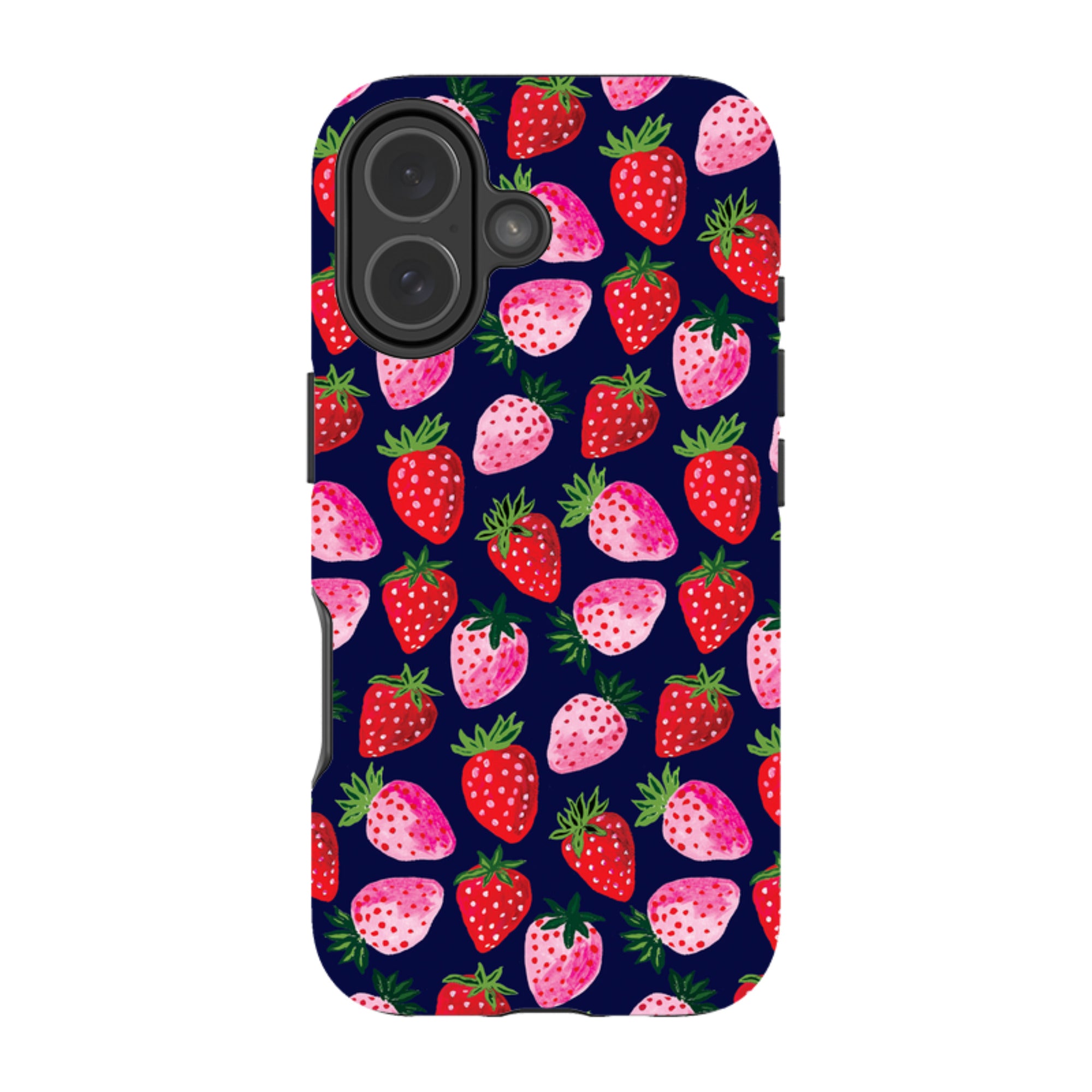 iPhone Tough Case - Strawberry Scatter Navy By Emma Frances Grant
