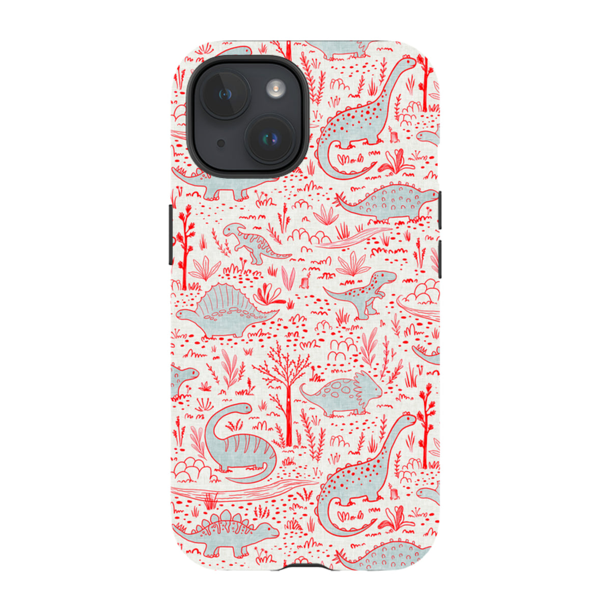 iPhone Tough Case - Dinosaur line Red and Blue By Katherine Quinn