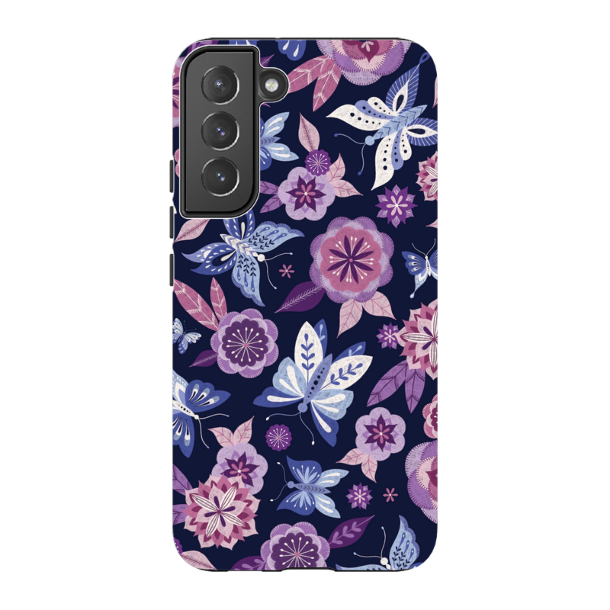 Samsung Tough Case - Butterfly Blooms Navy By Jenny Zemanek