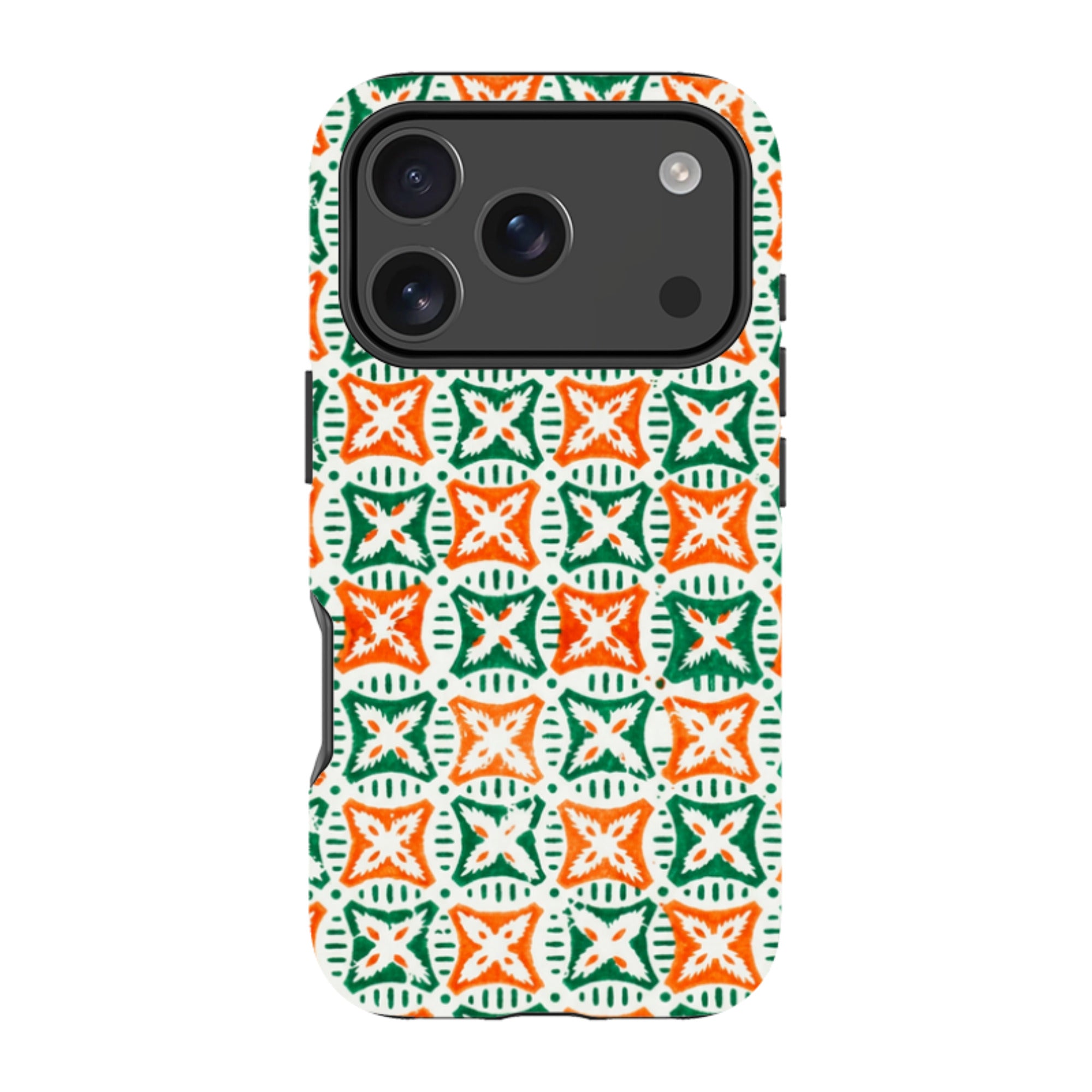 iPhone Tough Case - Orange & Green Tile