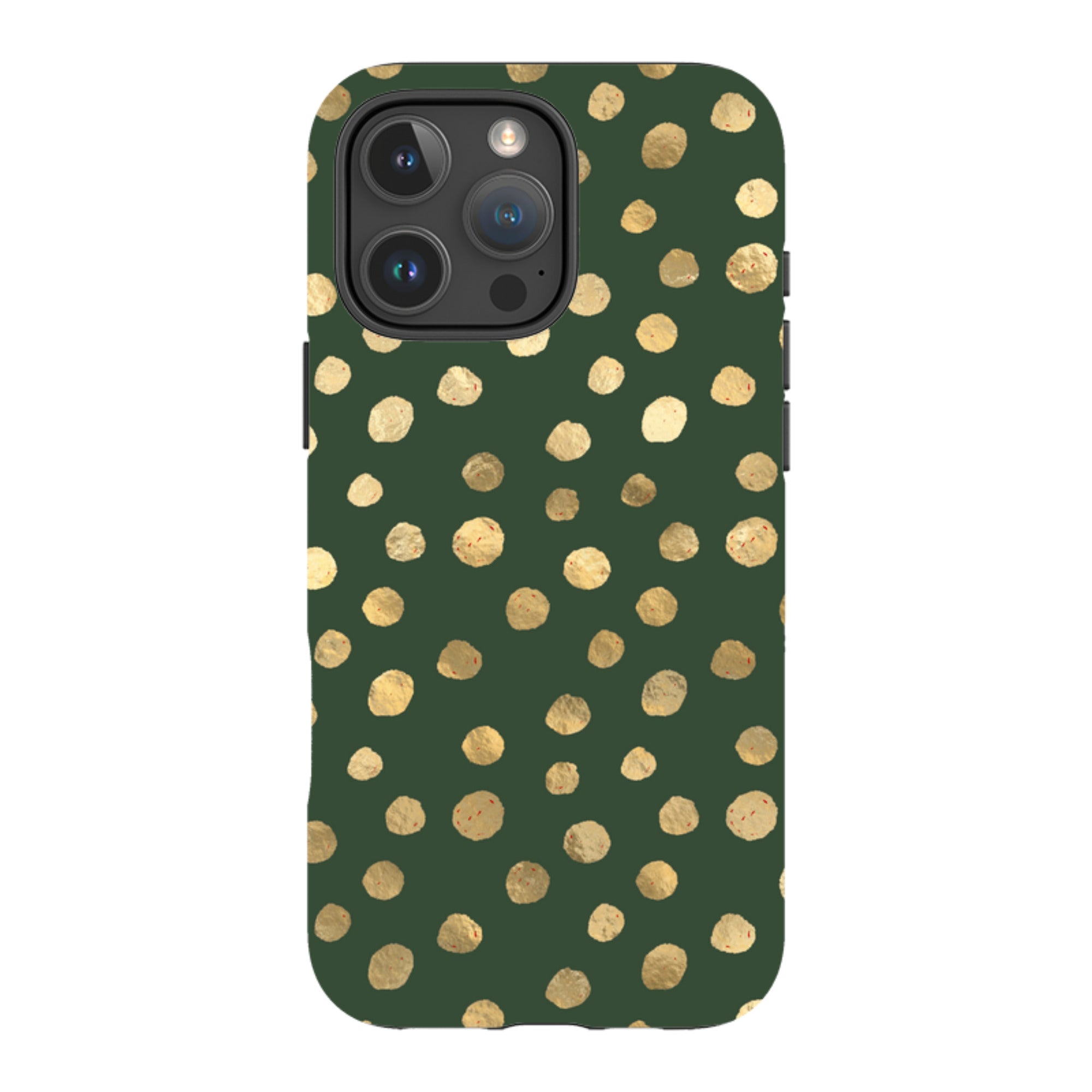 iPhone Tough Case - Green and Gold Dots