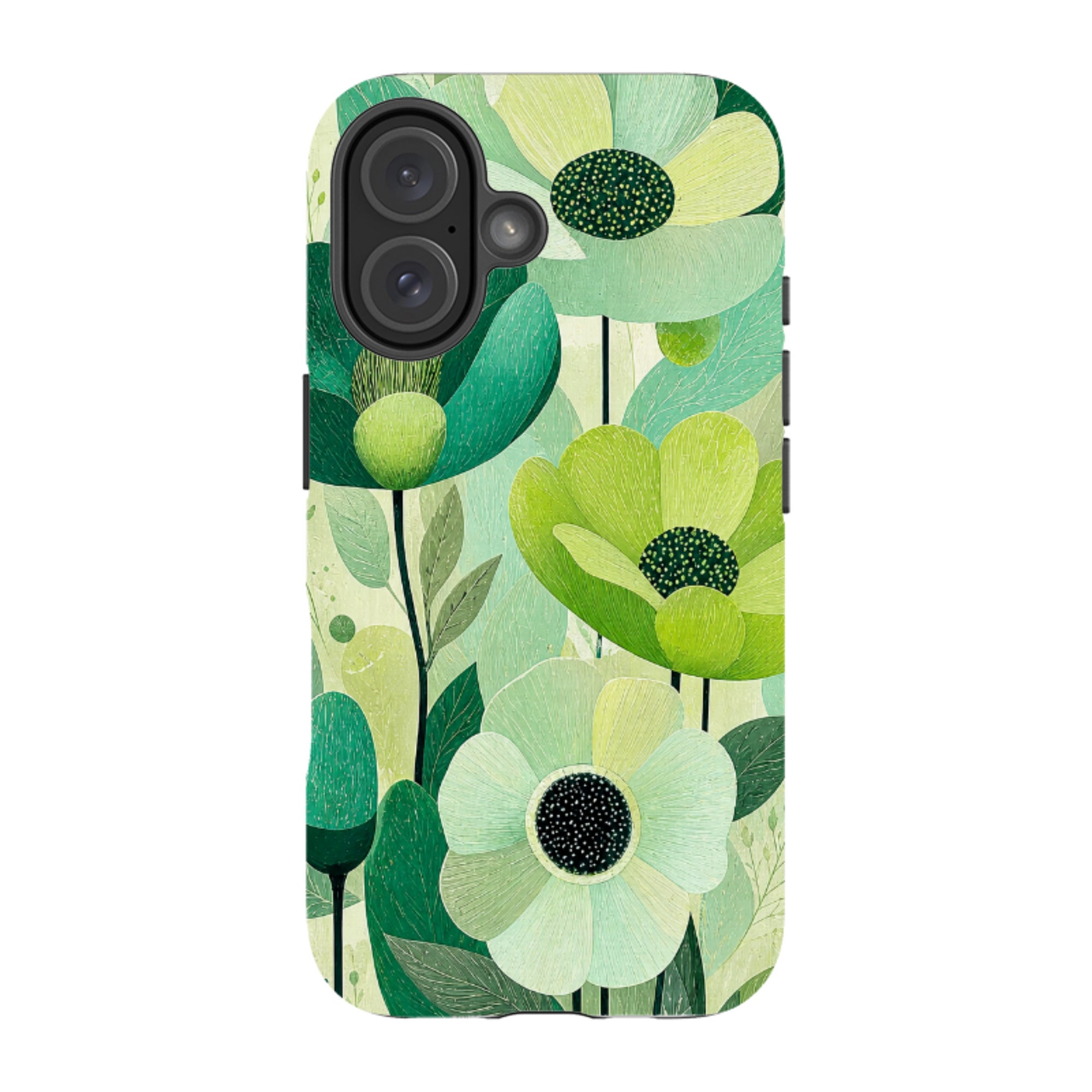 iPhone MagSafe Tough Case - Mint Woodgrain Floral