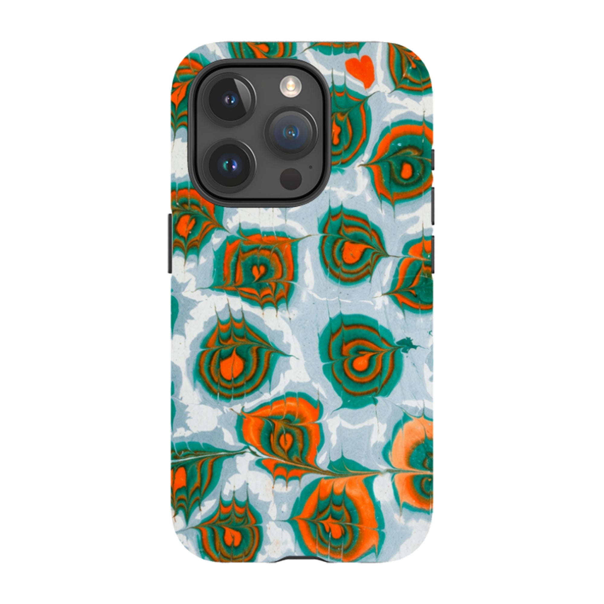 iPhone Tough Case - Teal & Orange Marble