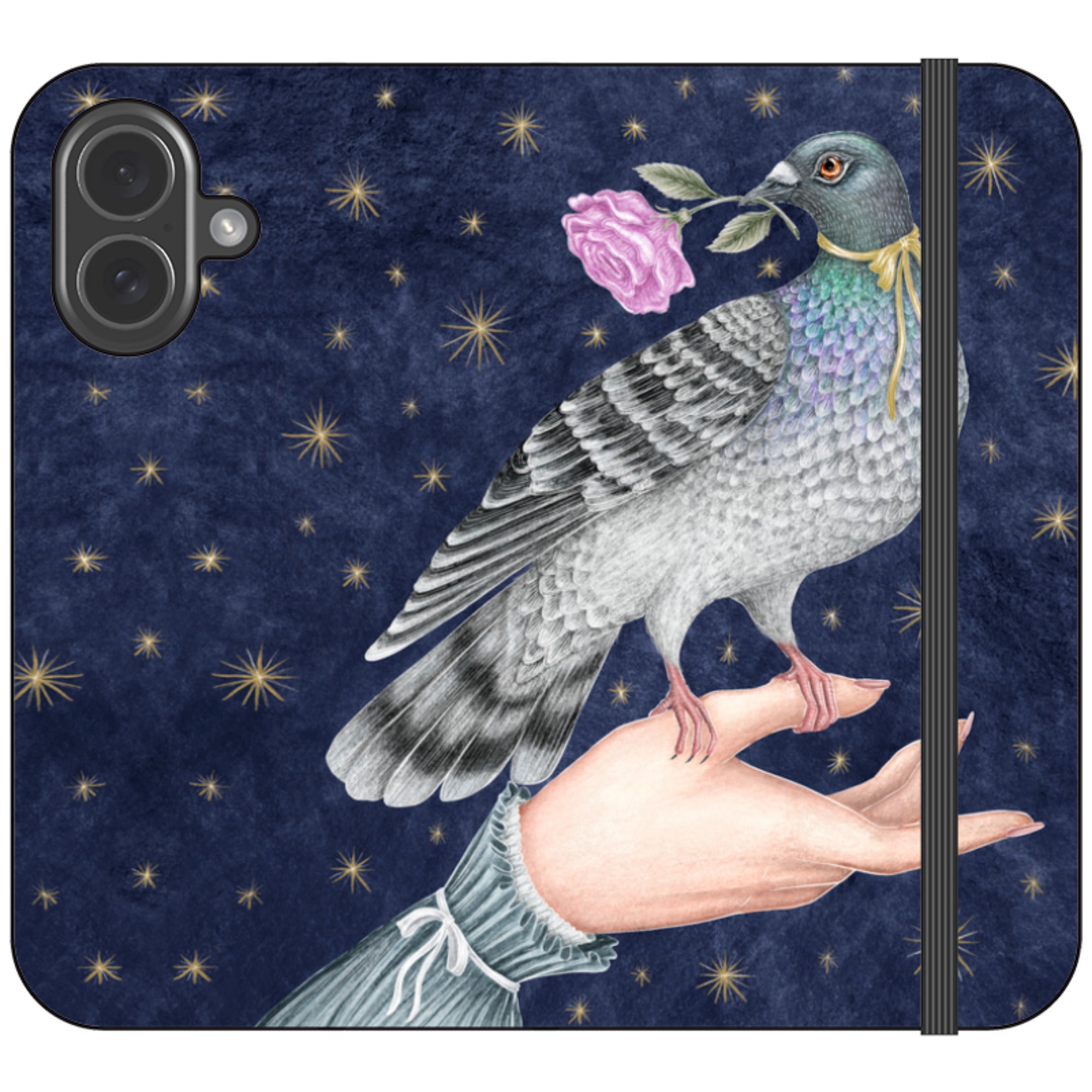 Pigeon With Rose Wallet Case By Catherine Rowe