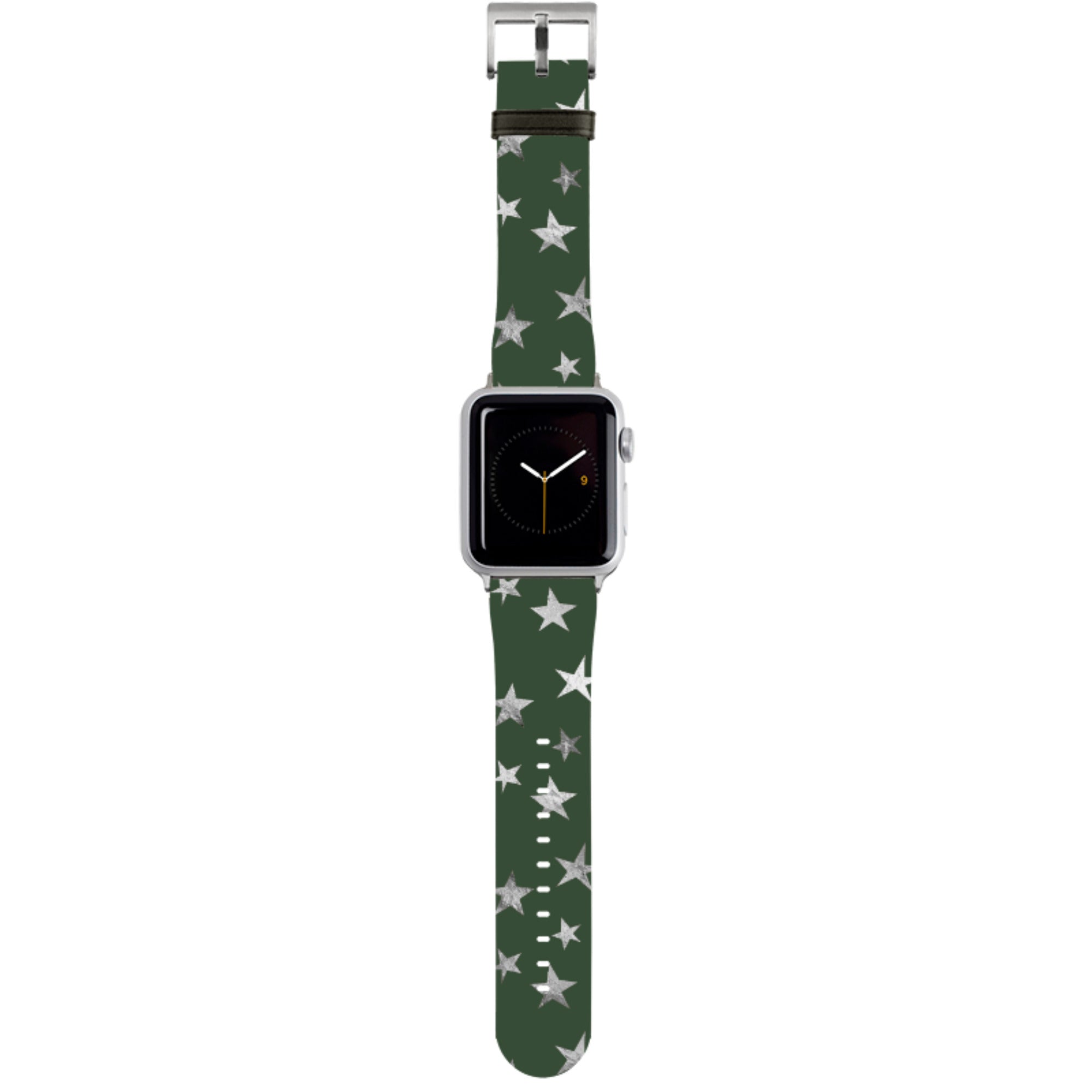 Green and Silver Stars Apple Watch Strap