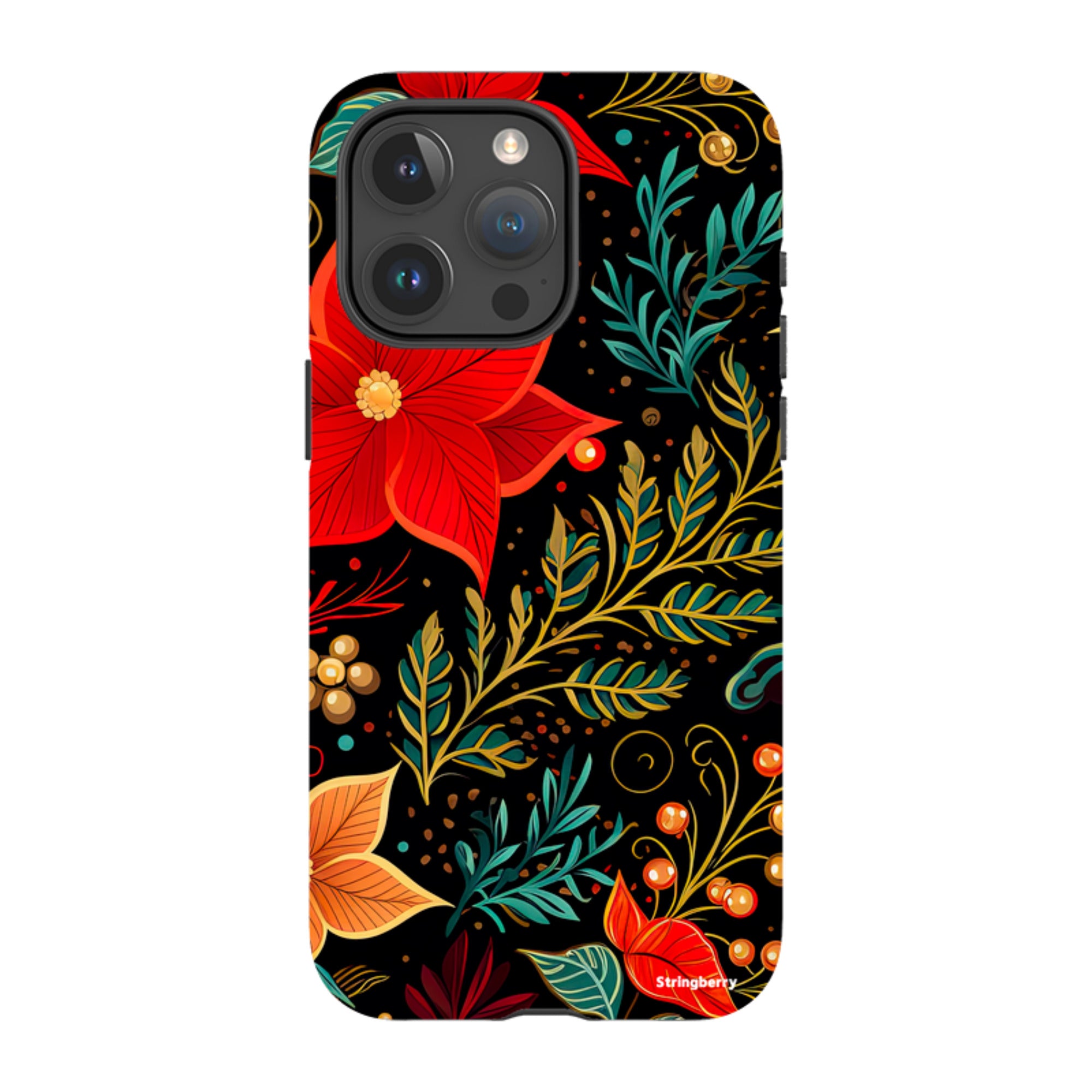 iPhone Tough Case - Red Winter Floral II