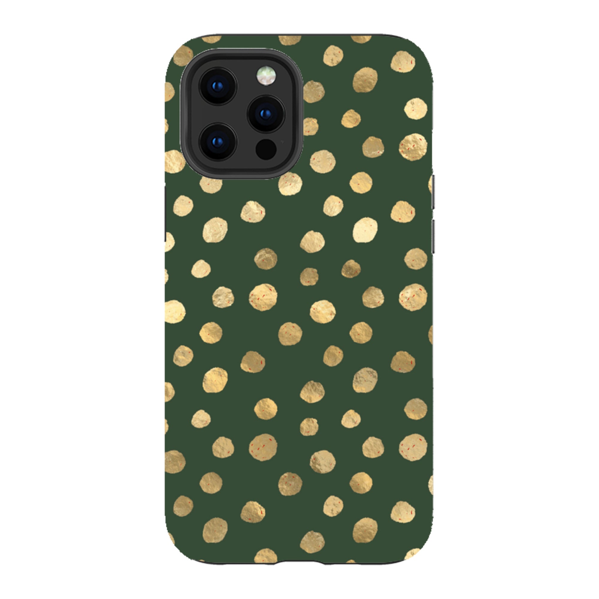 iPhone Tough Case - Green and Gold Dots