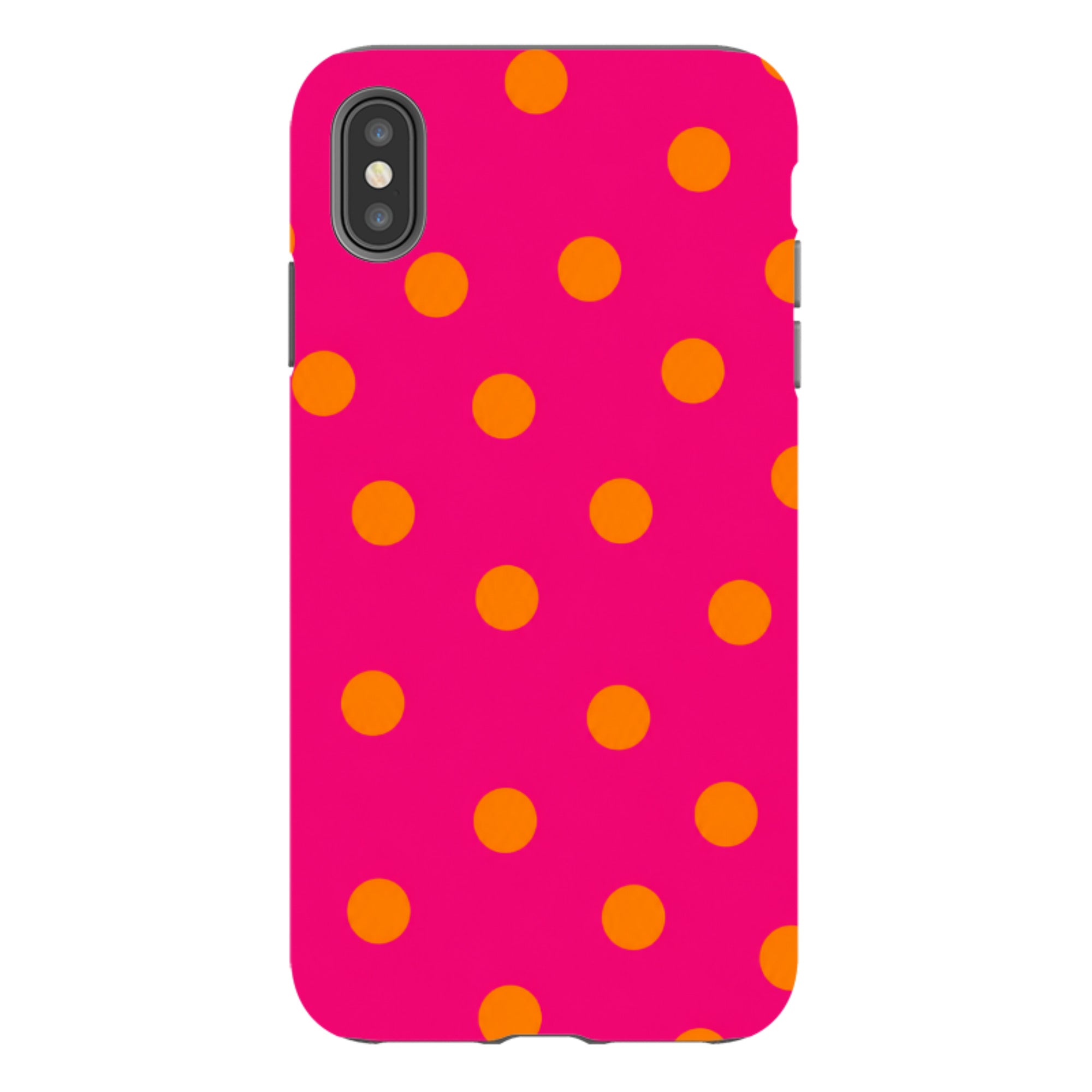 iPhone Tough Case - Hot Pink & Orange Polka Dot