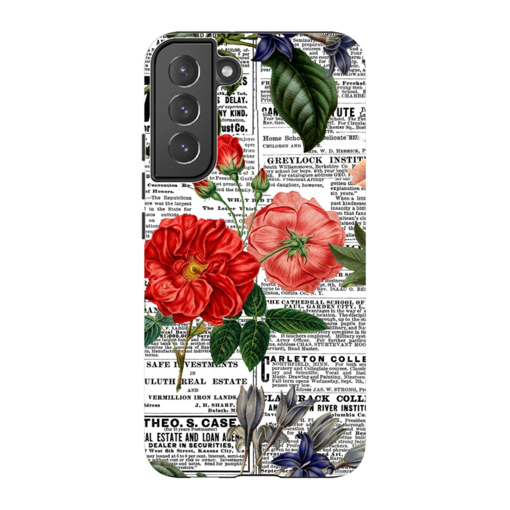 Samsung Tough Case - Floral Newsprint