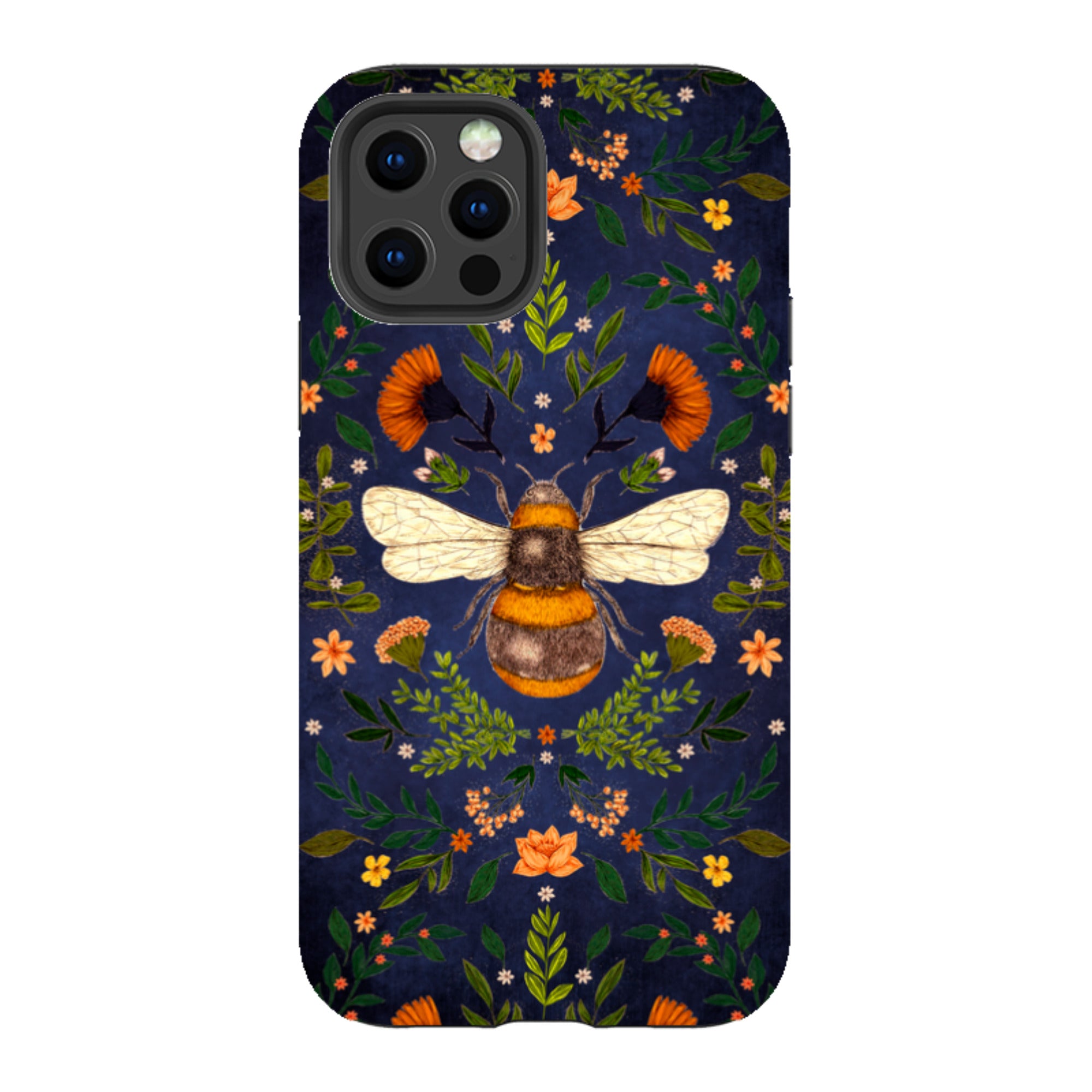 iPhone Tough Case - Botanical Bee Blue By Jade Mosinski