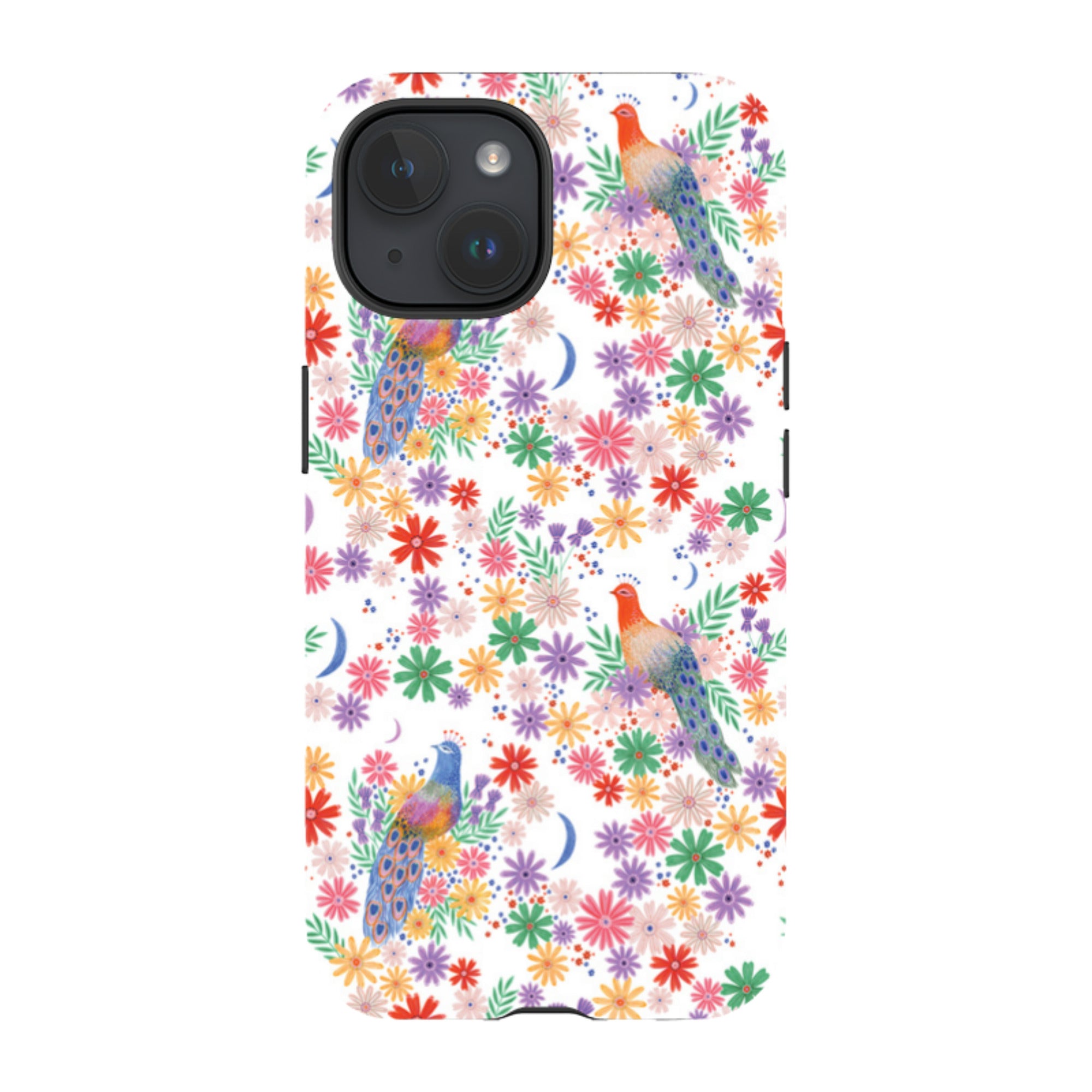 iPhone Tough Case - Peacock Pattern White By Lee Foster Wilson