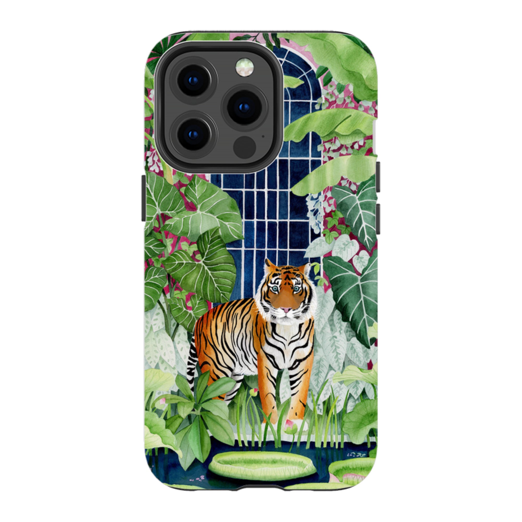 iPhone Tough Case - Green House Tiger By Bex Parkin